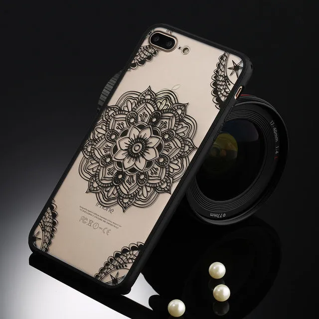 Sexy Retro Floral Phone Case For Apple iPhone 7 6 6s 5 5s SE Plus Lace Flower Hard PC TPU Cases Back Cover Capa For iPhone7Plus