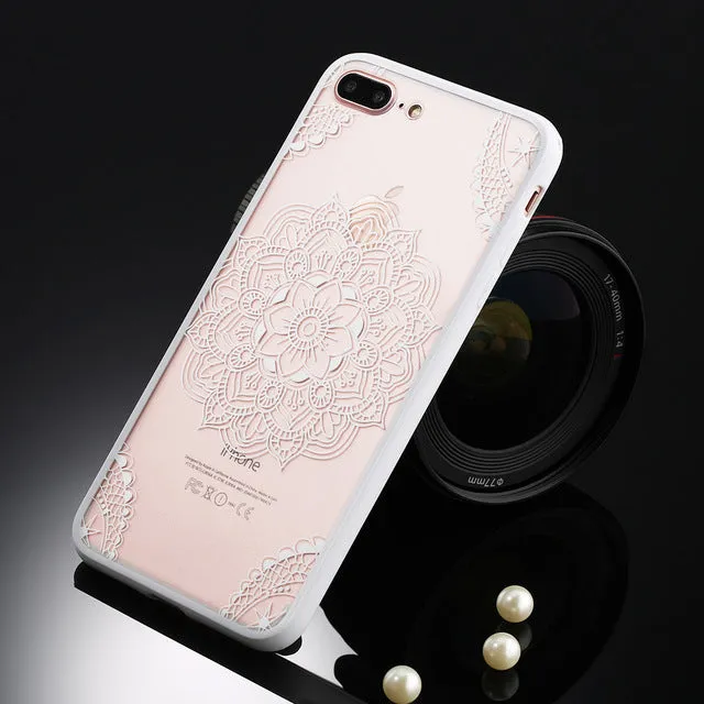 Sexy Retro Floral Phone Case For Apple iPhone 7 6 6s 5 5s SE Plus Lace Flower Hard PC TPU Cases Back Cover Capa For iPhone7Plus