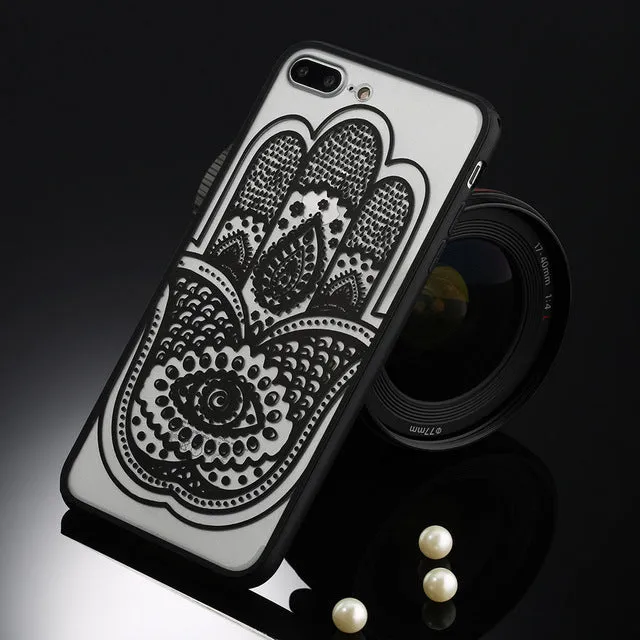 Sexy Retro Floral Phone Case For Apple iPhone 7 6 6s 5 5s SE Plus Lace Flower Hard PC TPU Cases Back Cover Capa For iPhone7Plus