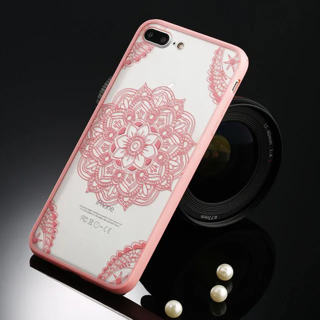 Sexy Retro Floral Phone Case For Apple iPhone 7 6 6s 5 5s SE Plus Lace Flower Hard PC TPU Cases Back Cover Capa For iPhone7Plus