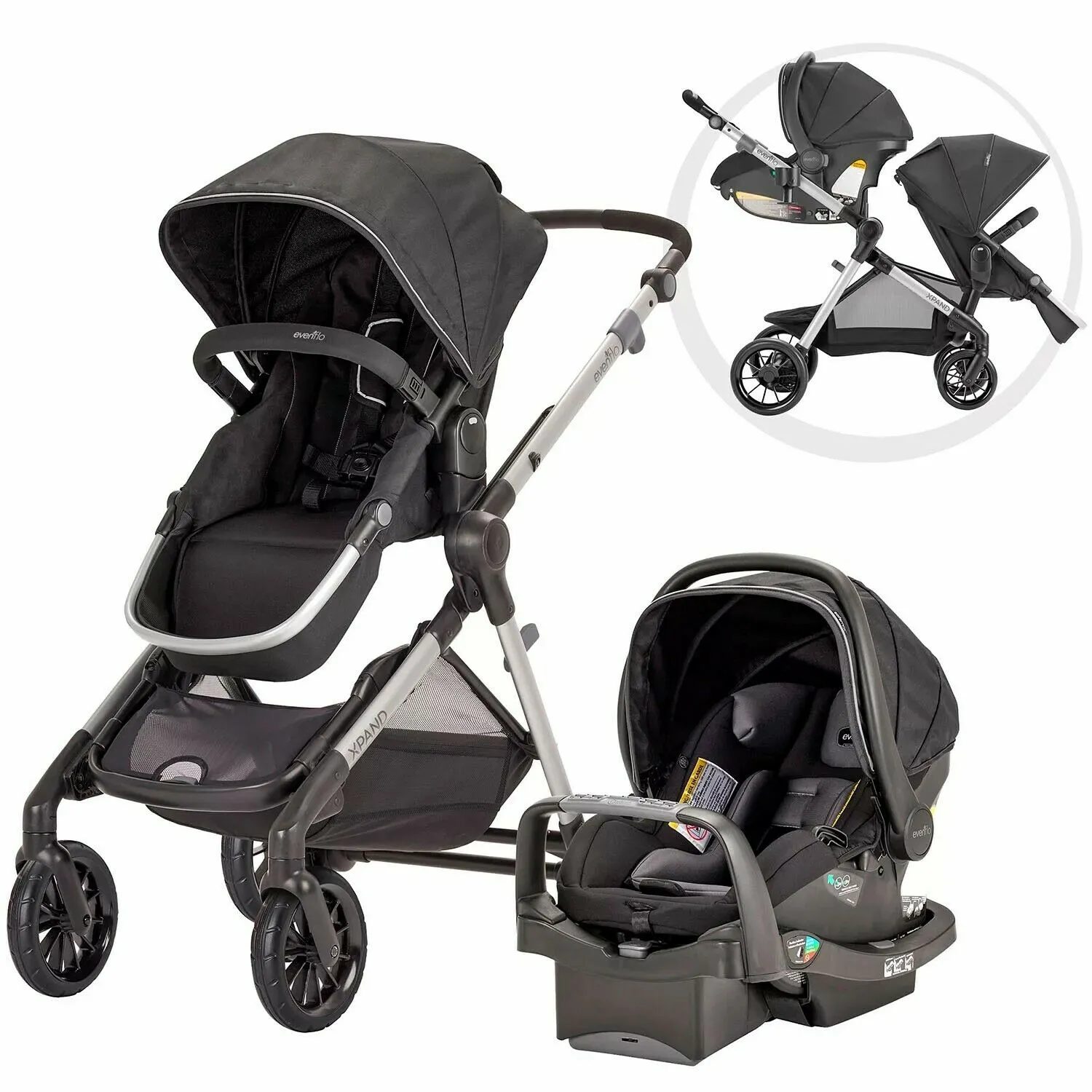 Single and Double Stroller with SafeMax Infant Car Seat Travel System Combo