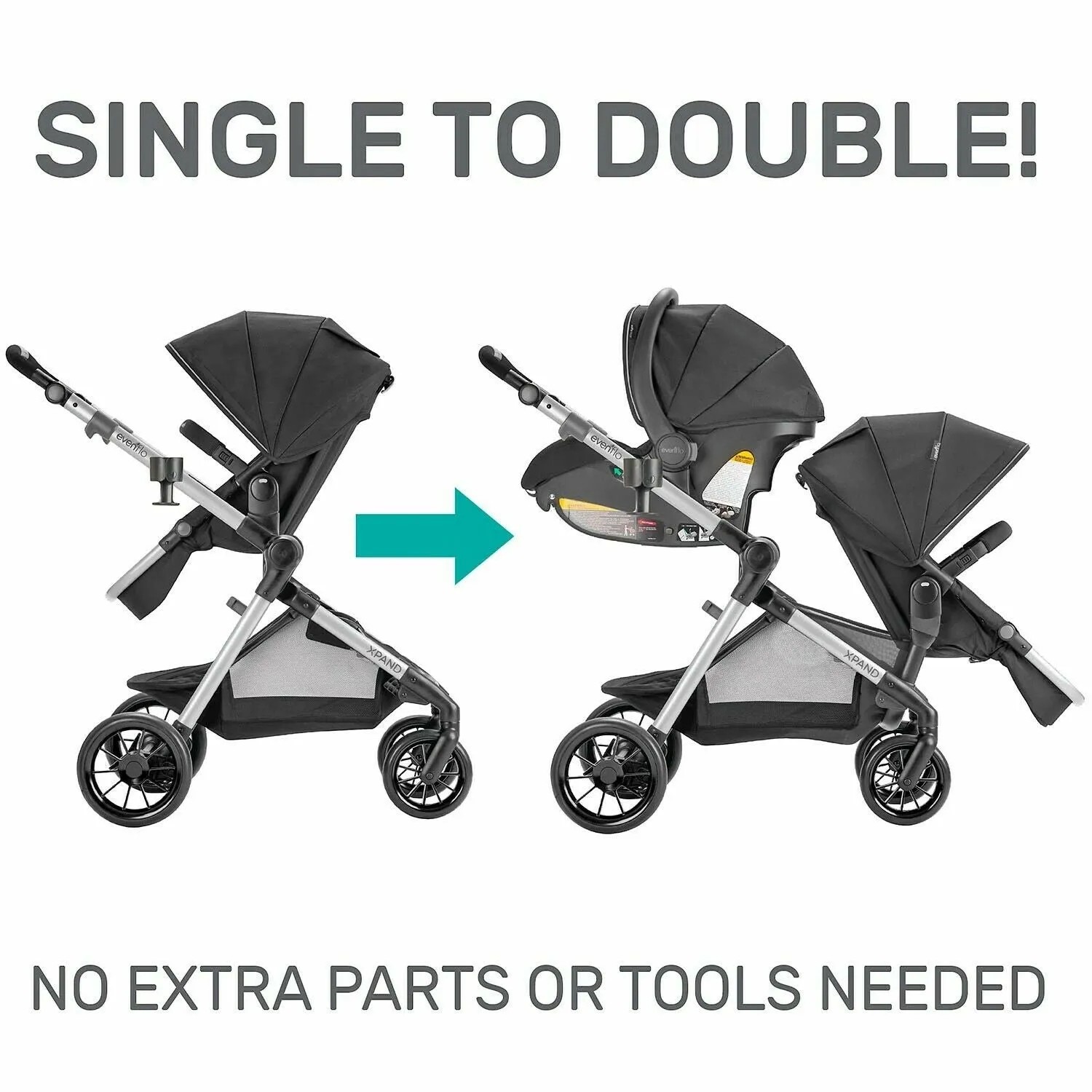 Single and Double Stroller with SafeMax Infant Car Seat Travel System Combo