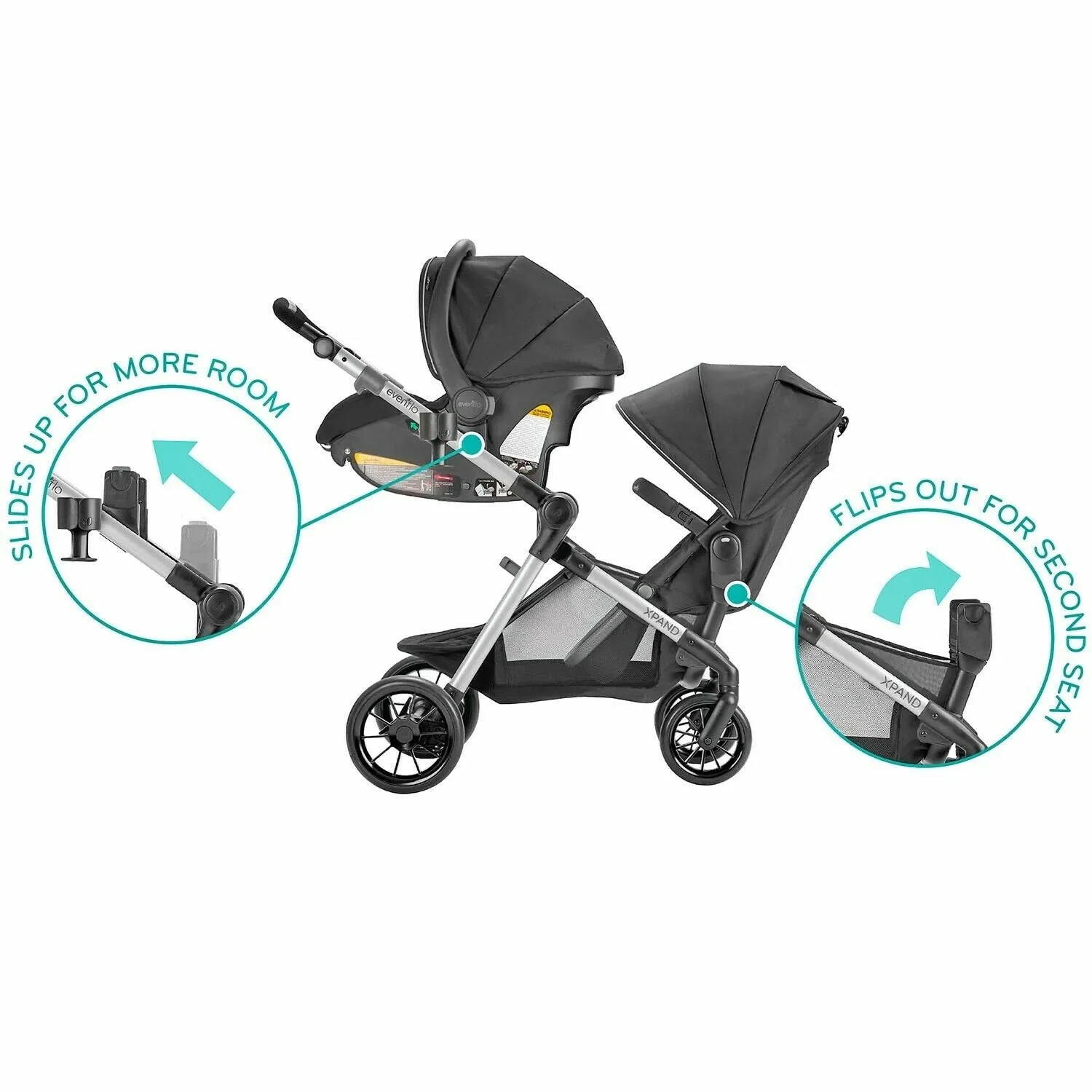 Single and Double Stroller with SafeMax Infant Car Seat Travel System Combo