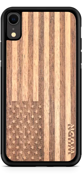 Slim Wooden Phone Case | American Flag in Mahogany