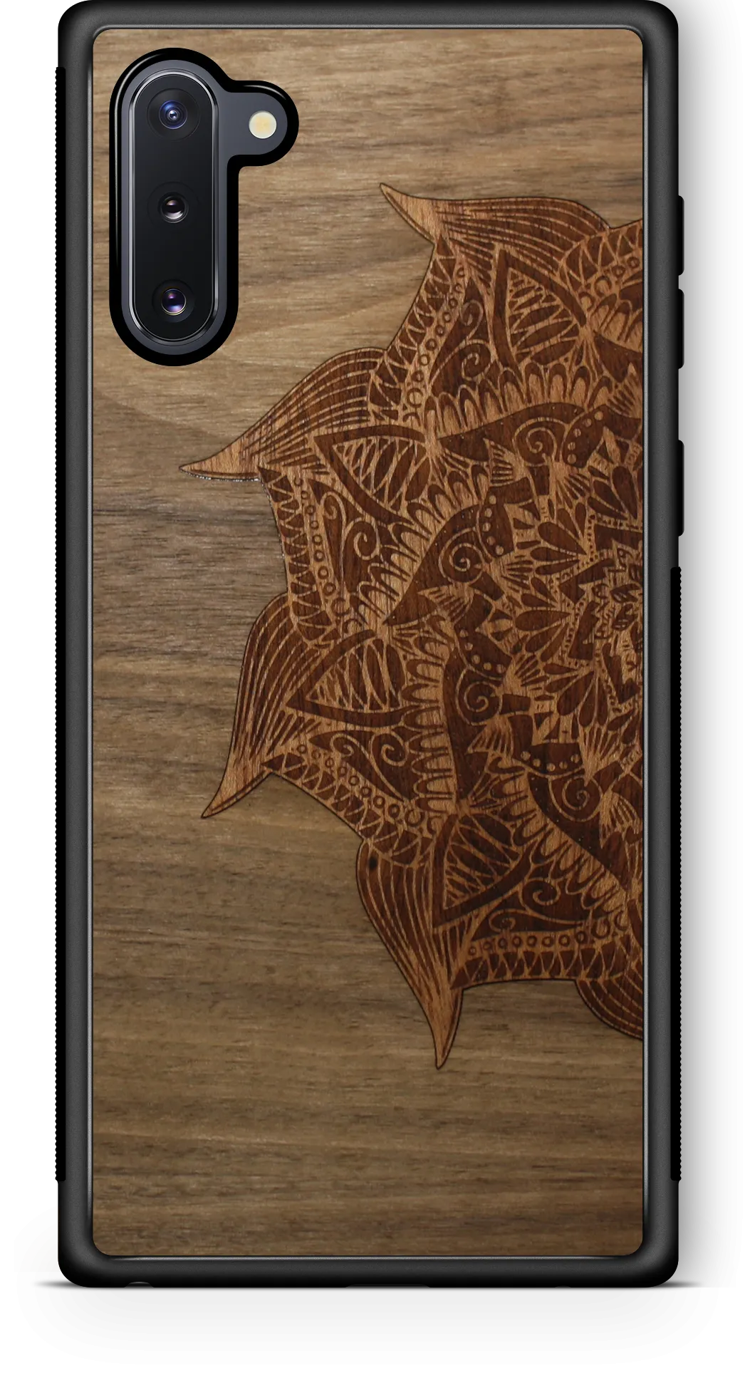 Slim Wooden Phone Case | Mandala in Black Walnut & Aromatic Cedar Inlay