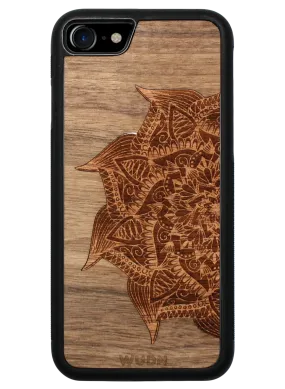 Slim Wooden Phone Case | Mandala in Black Walnut & Aromatic Cedar Inlay