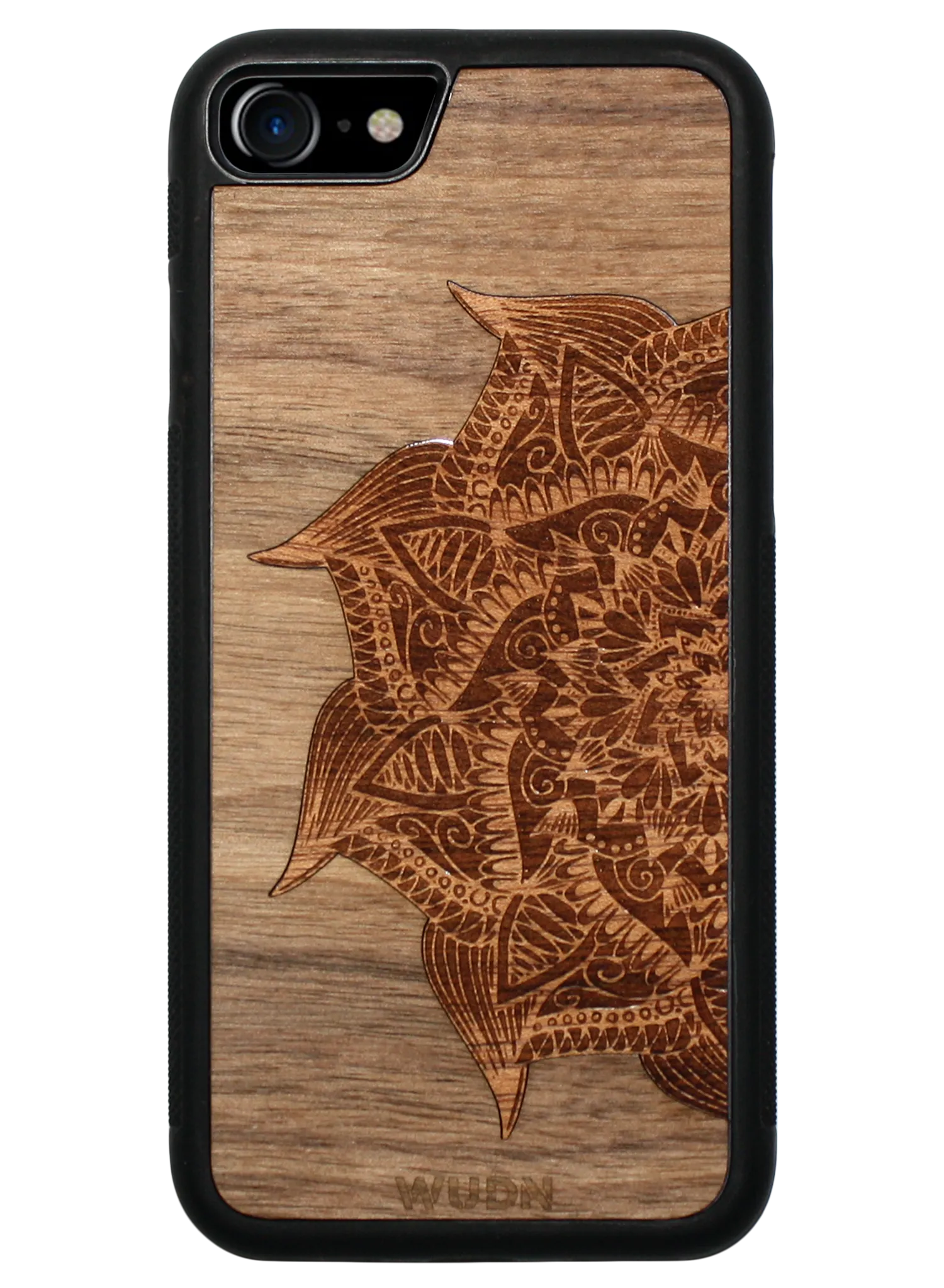 Slim Wooden Phone Case | Mandala in Black Walnut & Aromatic Cedar Inlay