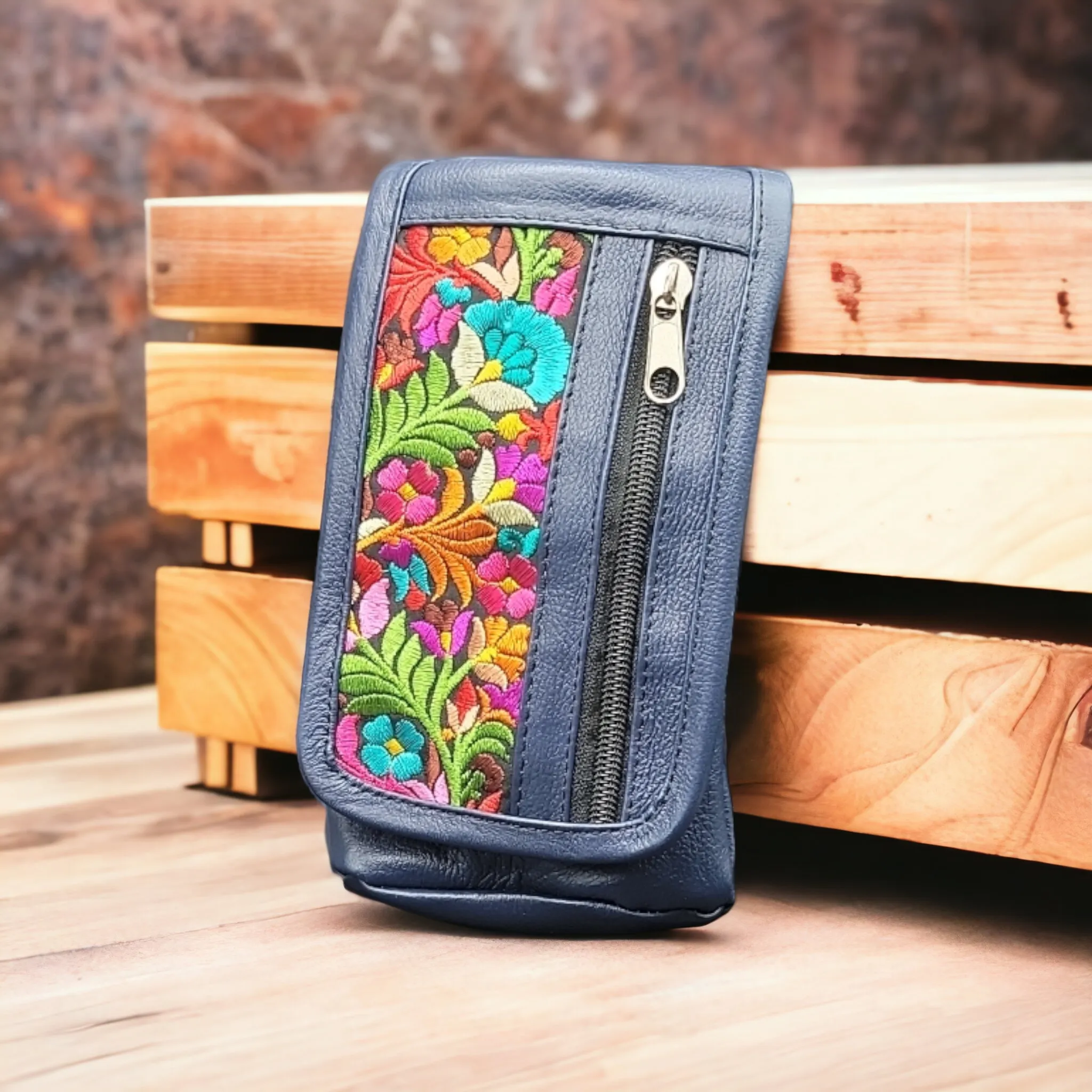 Small Blue Embroidered Crossbody Cell Phone Purses for Women