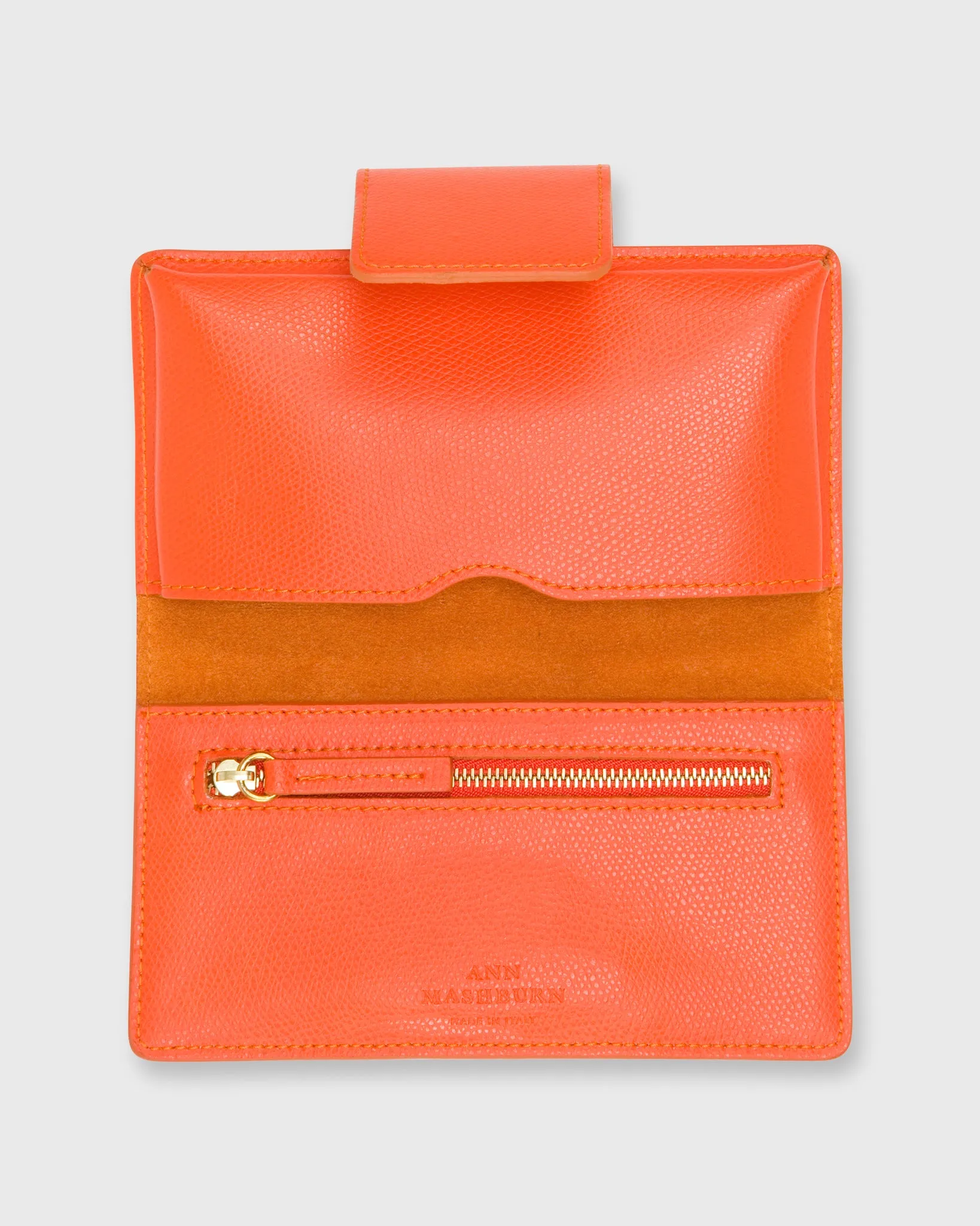 Small Phone Wallet Clutch in Orange Leather