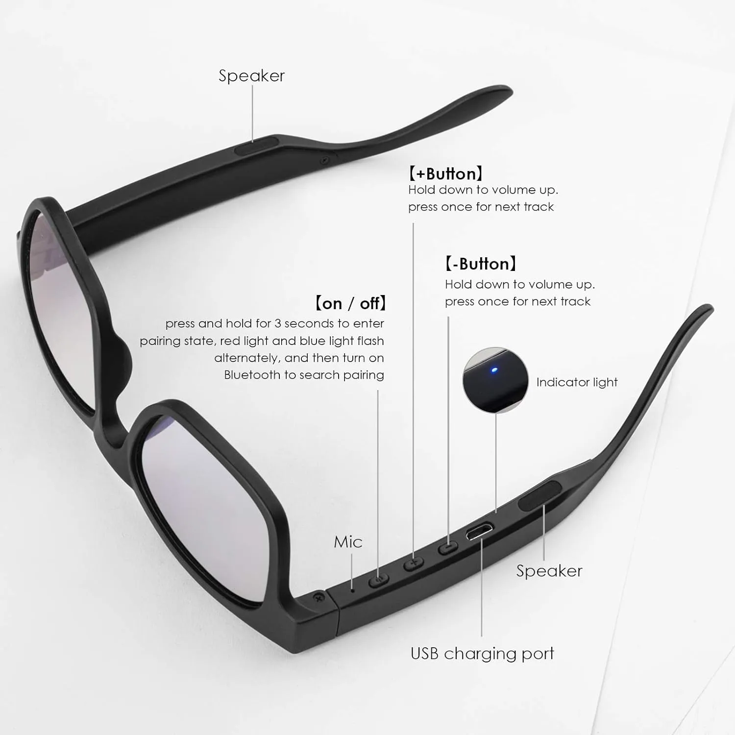 Smart Glasses Smart Audio Glasses Wireless Bluetooth Sunglasses Polarized Sunglasses IPX4 Waterproof