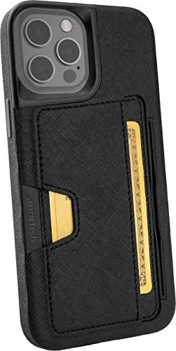 Smartish iPhone 12 Pro Max Wallet Case - Wallet Slayer Vol. 2 [Slim Protective Kickstand] Credit Card Holder (Silk) - Black Tie Affair