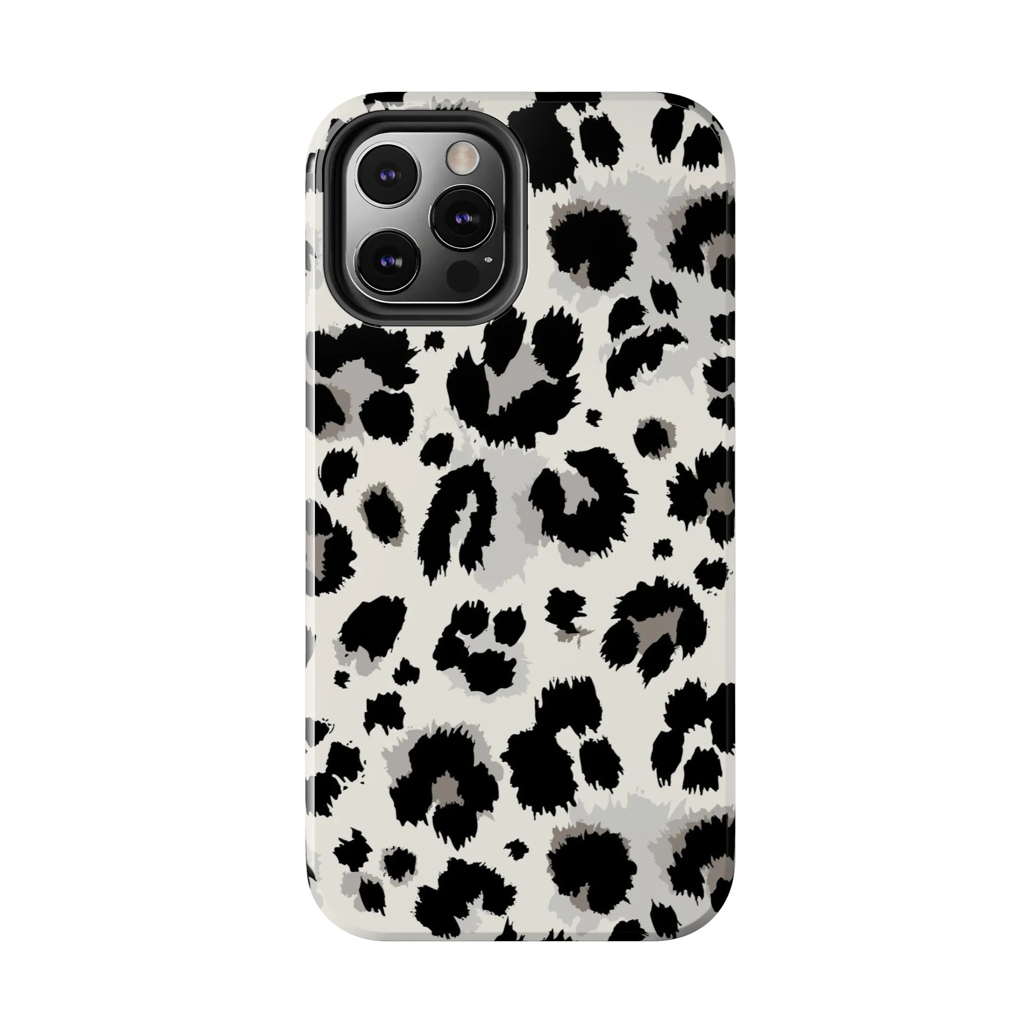 Snow leopard iPhone 14 13 12 11 Pro Max Case, White Black Tough Cell Phone Animal Print Cute Aesthetic XS Max XR X 7 Plus 8