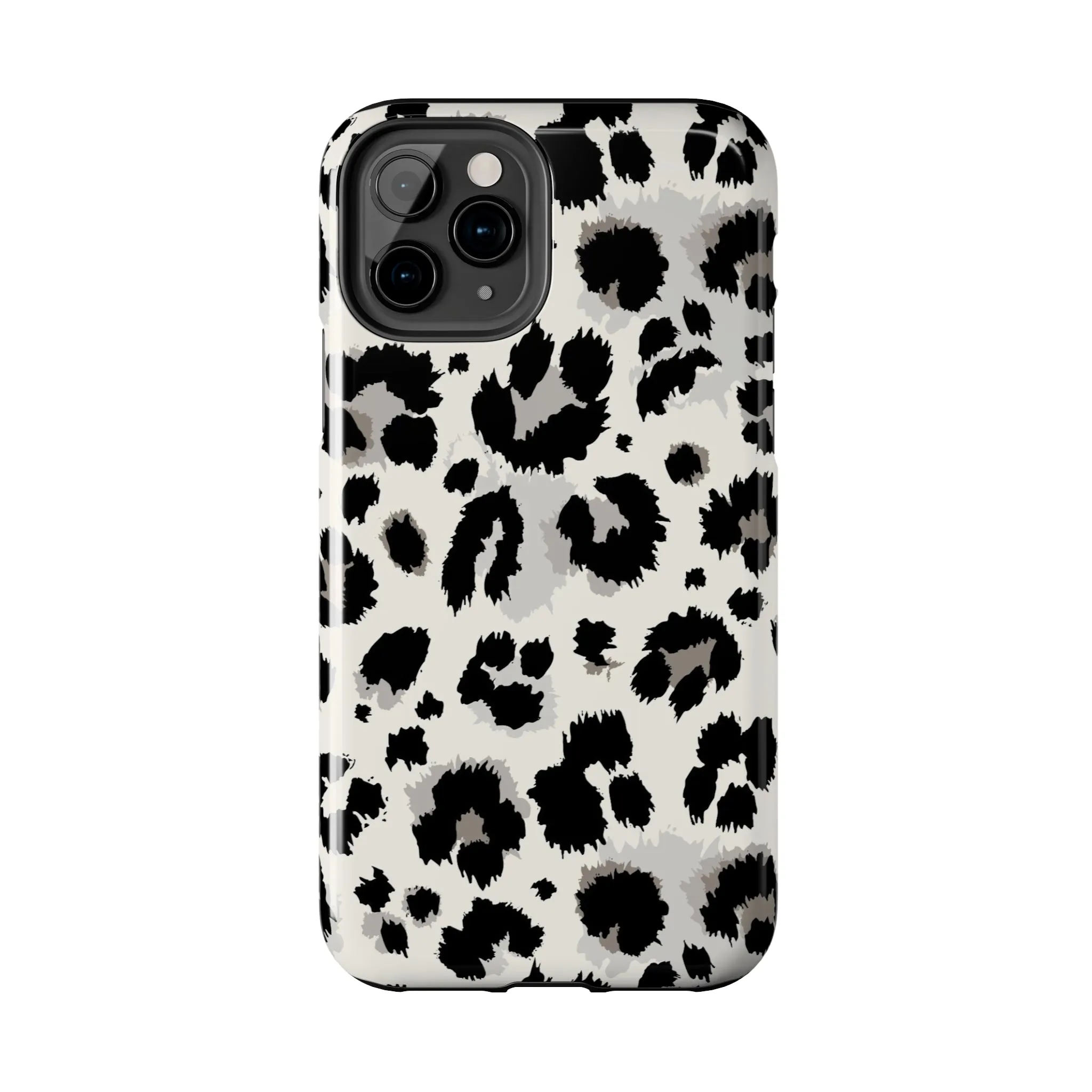 Snow leopard iPhone 14 13 12 11 Pro Max Case, White Black Tough Cell Phone Animal Print Cute Aesthetic XS Max XR X 7 Plus 8