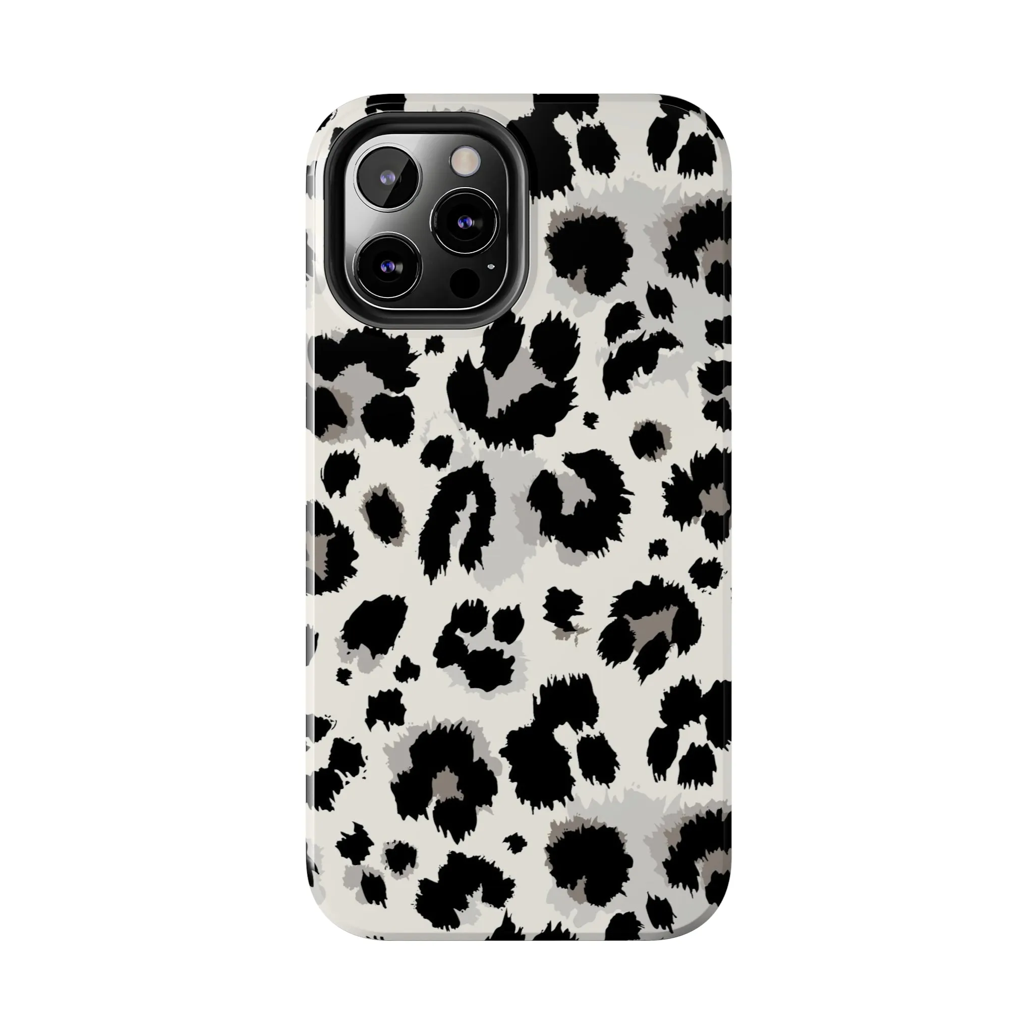 Snow leopard iPhone 14 13 12 11 Pro Max Case, White Black Tough Cell Phone Animal Print Cute Aesthetic XS Max XR X 7 Plus 8