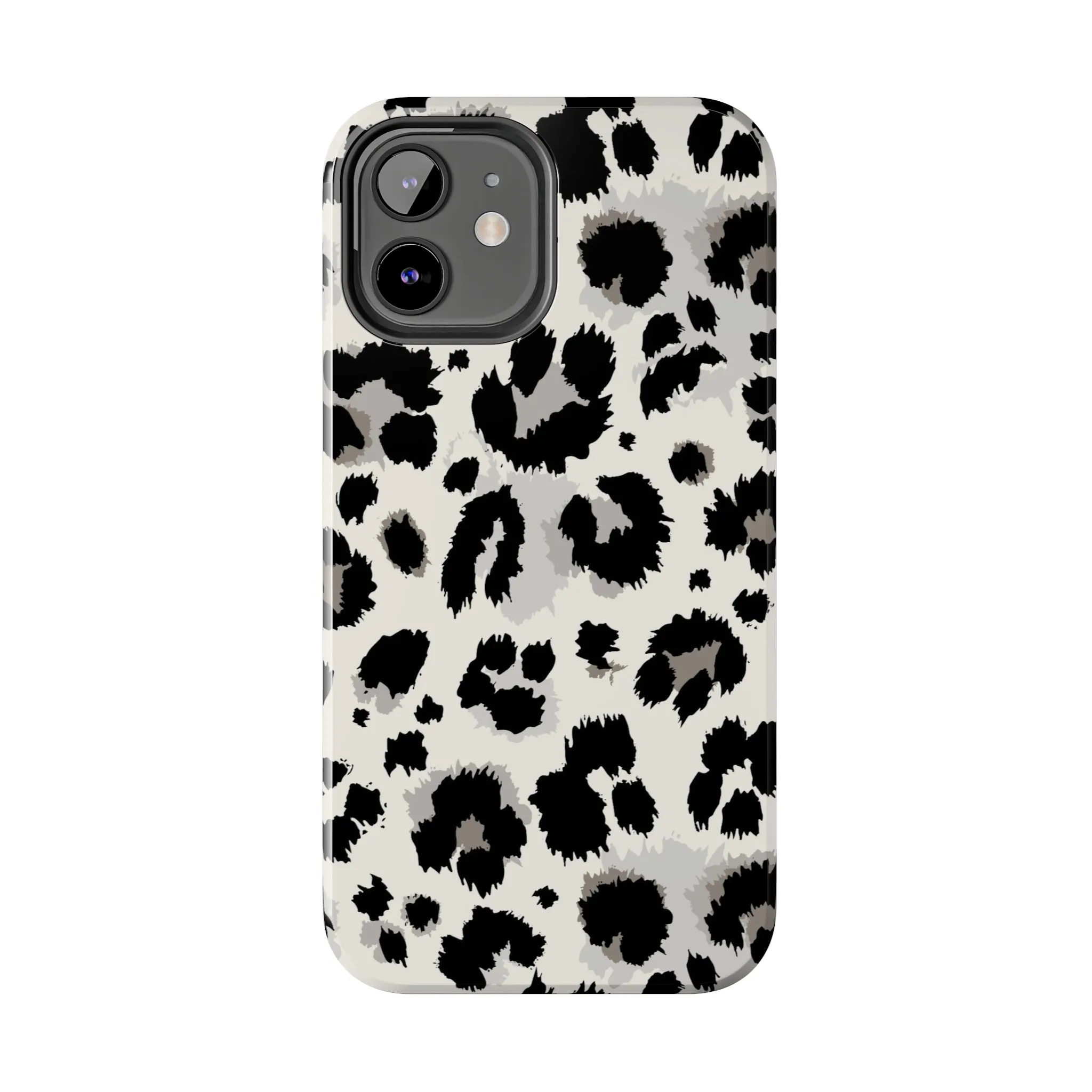 Snow leopard iPhone 14 13 12 11 Pro Max Case, White Black Tough Cell Phone Animal Print Cute Aesthetic XS Max XR X 7 Plus 8