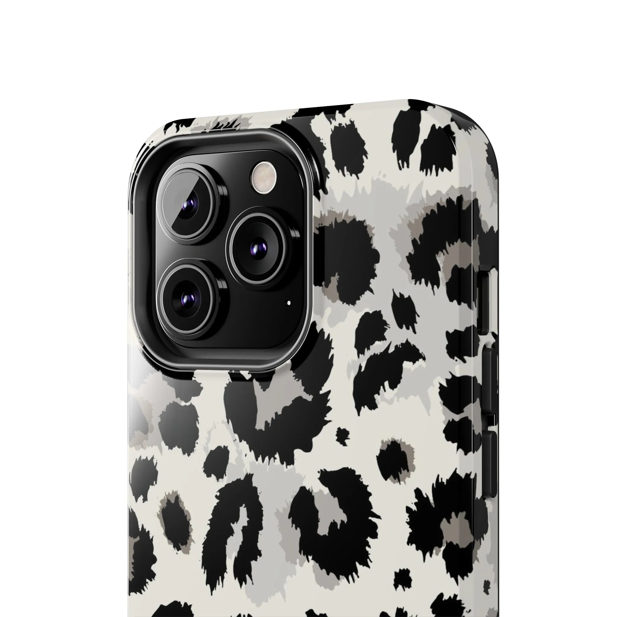 Snow leopard iPhone 14 13 12 11 Pro Max Case, White Black Tough Cell Phone Animal Print Cute Aesthetic XS Max XR X 7 Plus 8