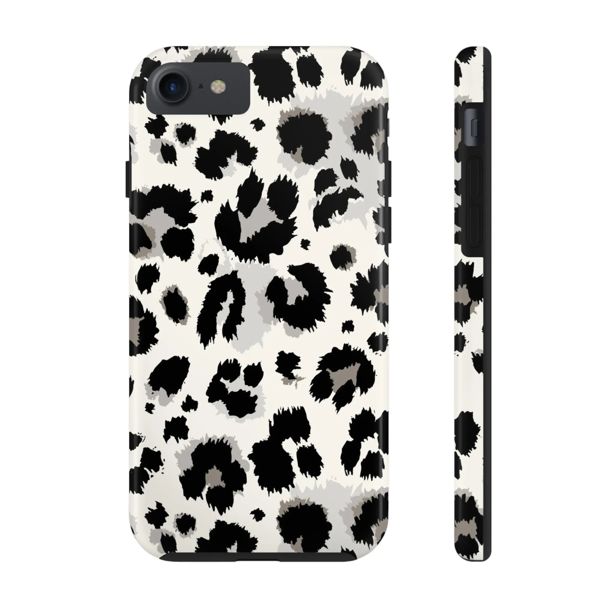 Snow leopard iPhone 14 13 12 11 Pro Max Case, White Black Tough Cell Phone Animal Print Cute Aesthetic XS Max XR X 7 Plus 8