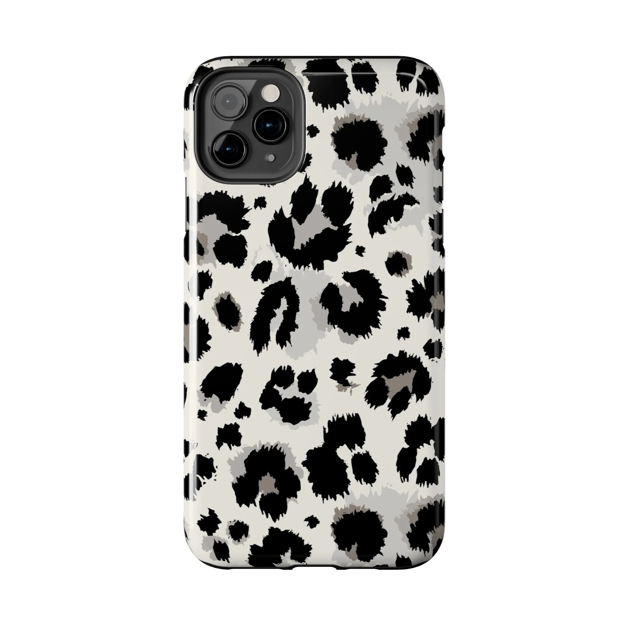 Snow leopard iPhone 14 13 12 11 Pro Max Case, White Black Tough Cell Phone Animal Print Cute Aesthetic XS Max XR X 7 Plus 8