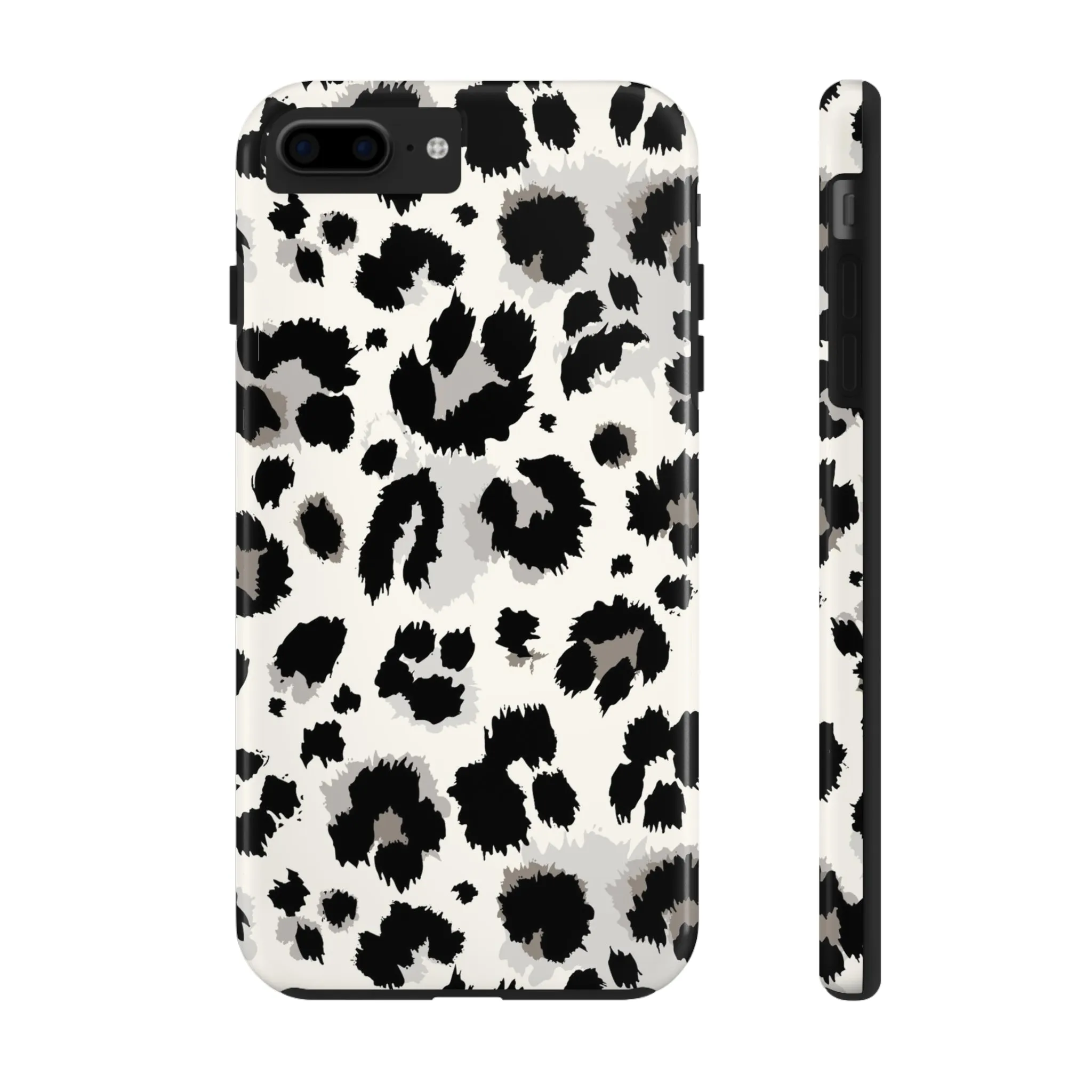 Snow leopard iPhone 14 13 12 11 Pro Max Case, White Black Tough Cell Phone Animal Print Cute Aesthetic XS Max XR X 7 Plus 8