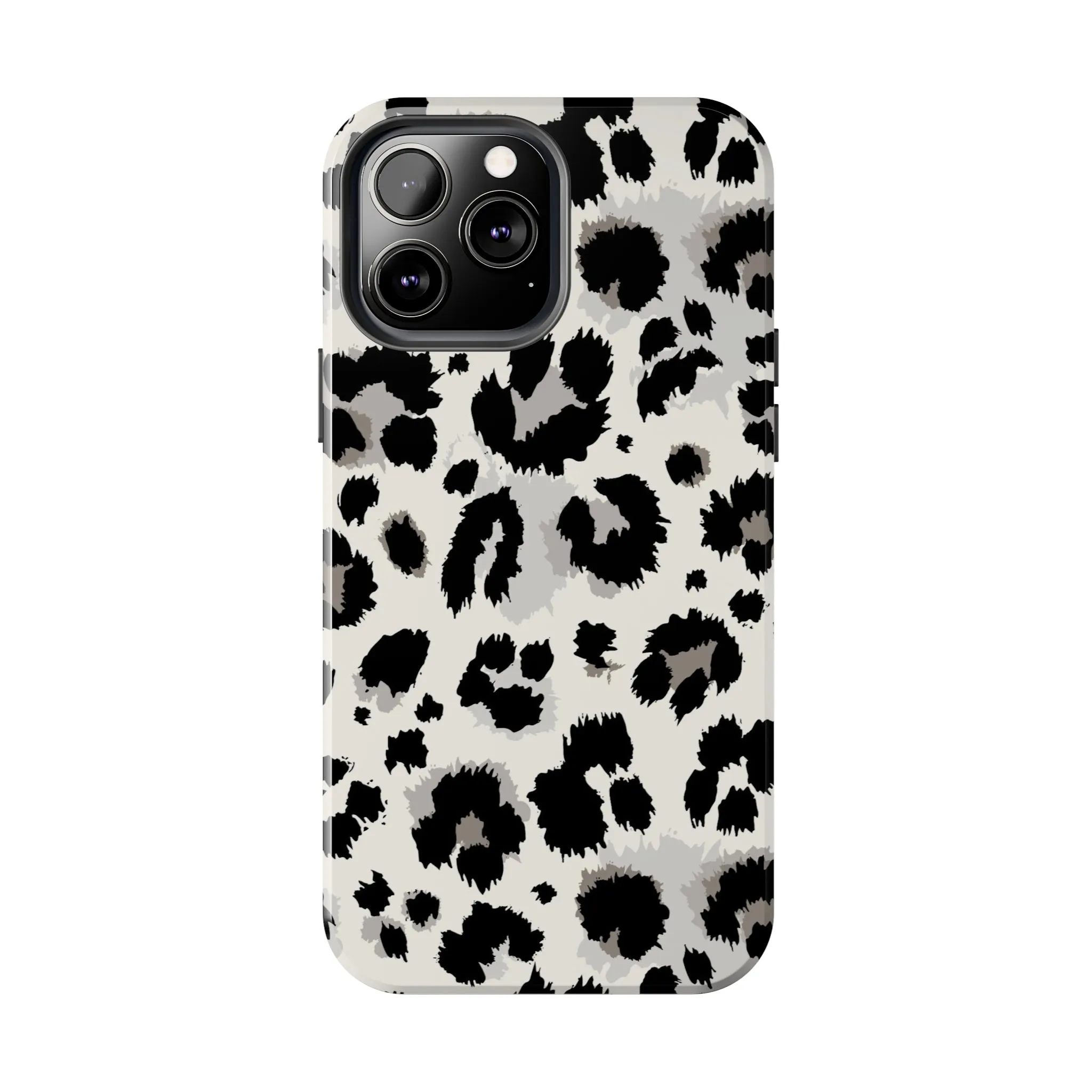 Snow leopard iPhone 14 13 12 11 Pro Max Case, White Black Tough Cell Phone Animal Print Cute Aesthetic XS Max XR X 7 Plus 8