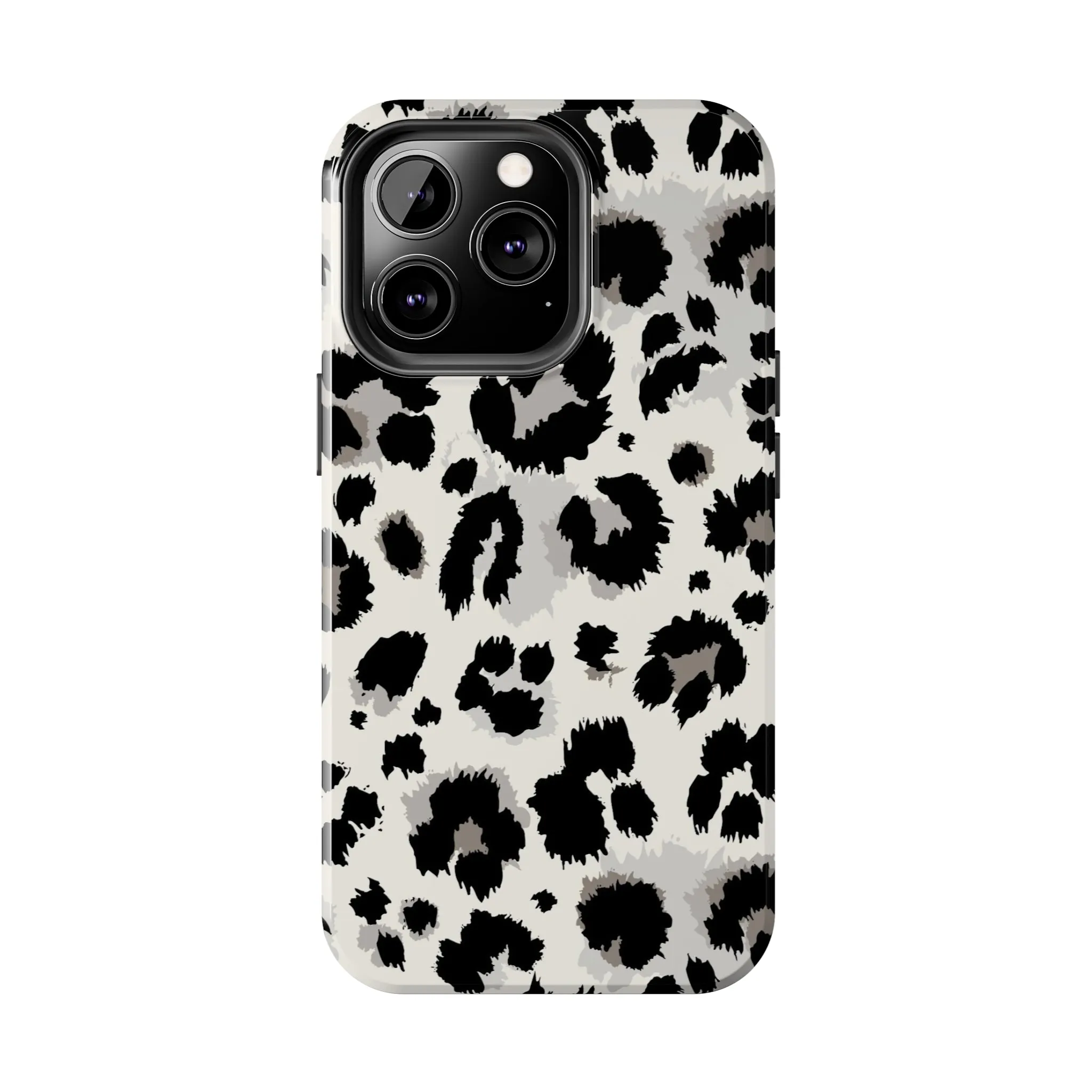 Snow leopard iPhone 14 13 12 11 Pro Max Case, White Black Tough Cell Phone Animal Print Cute Aesthetic XS Max XR X 7 Plus 8