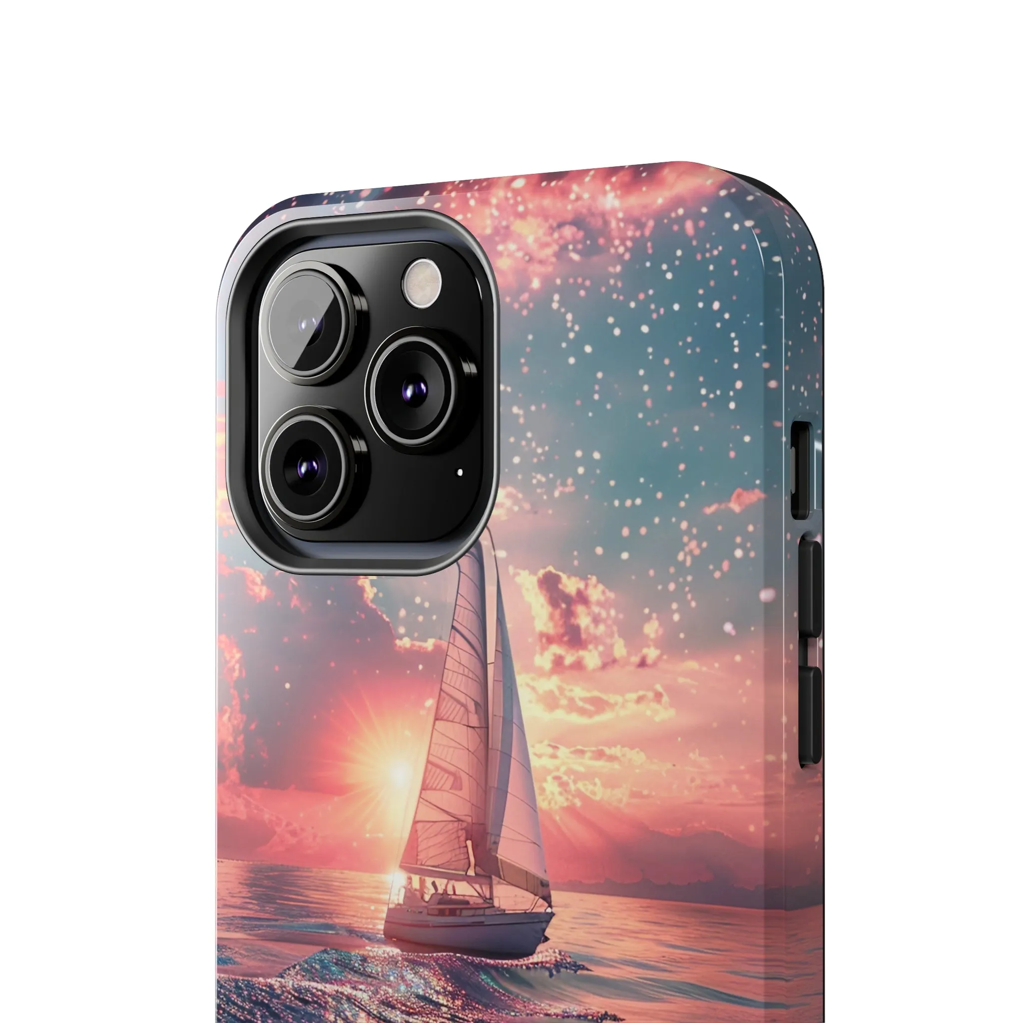 Sunset Ocean Scene Design iPhone Case, Beautiful Ocean Scene, Artsy Sailboat Design, Protective Phone Cover compatible with a large variety of iPhone models, Phone Case, Gift