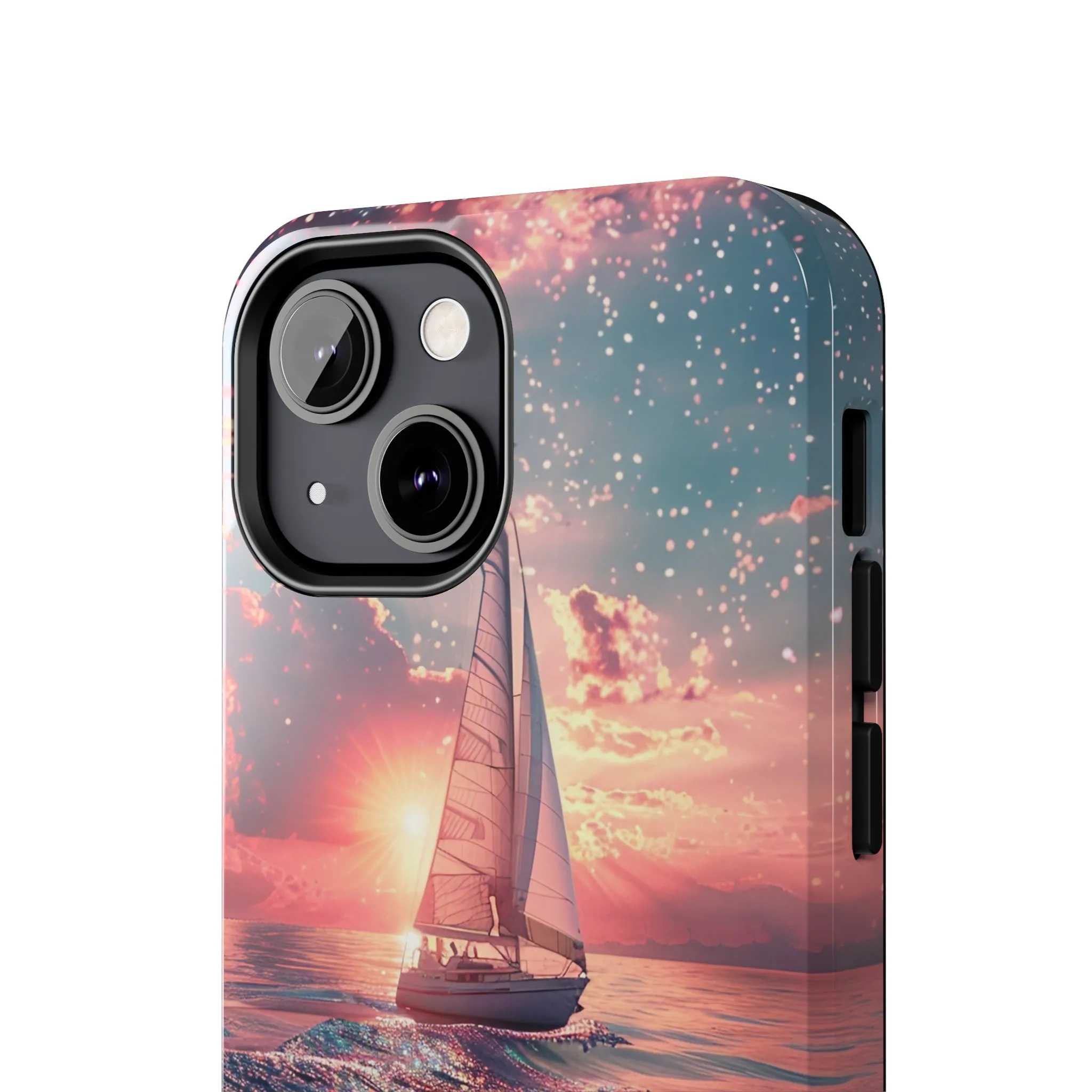 Sunset Ocean Scene Design iPhone Case, Beautiful Ocean Scene, Artsy Sailboat Design, Protective Phone Cover compatible with a large variety of iPhone models, Phone Case, Gift