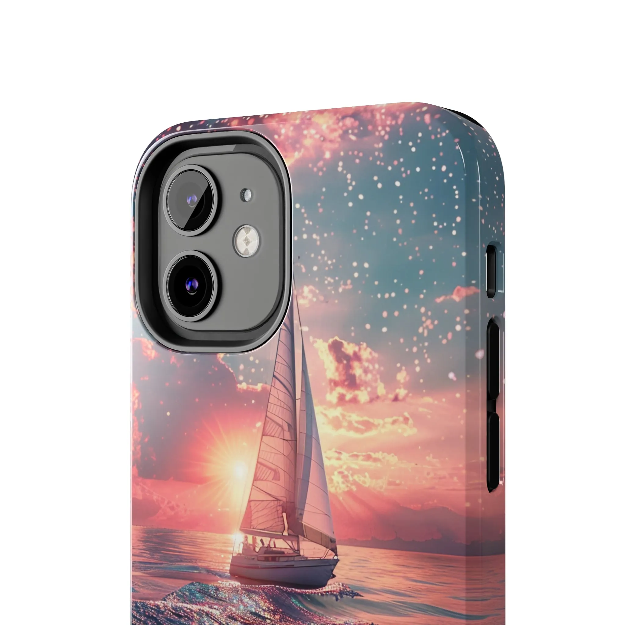 Sunset Ocean Scene Design iPhone Case, Beautiful Ocean Scene, Artsy Sailboat Design, Protective Phone Cover compatible with a large variety of iPhone models, Phone Case, Gift