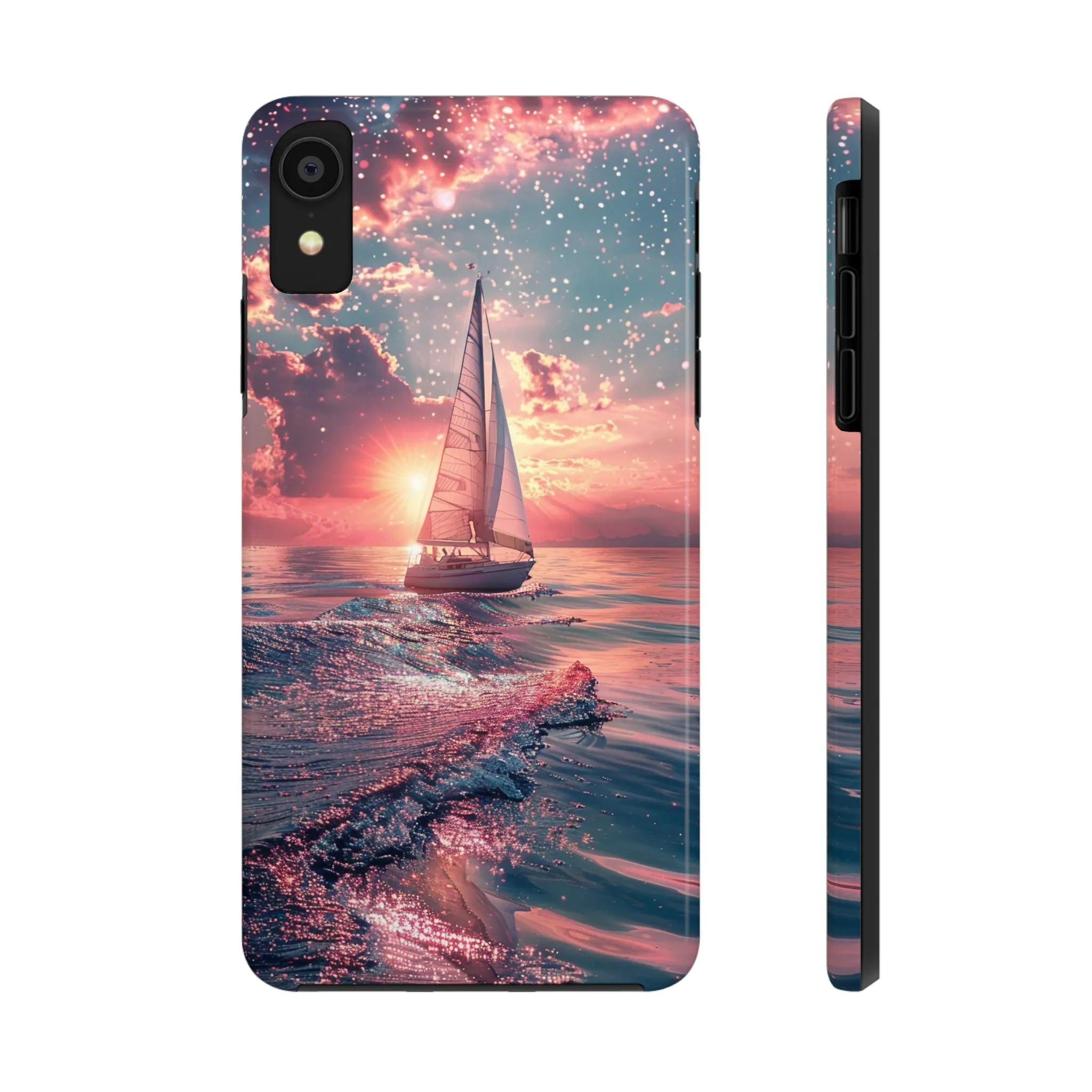 Sunset Ocean Scene Design iPhone Case, Beautiful Ocean Scene, Artsy Sailboat Design, Protective Phone Cover compatible with a large variety of iPhone models, Phone Case, Gift