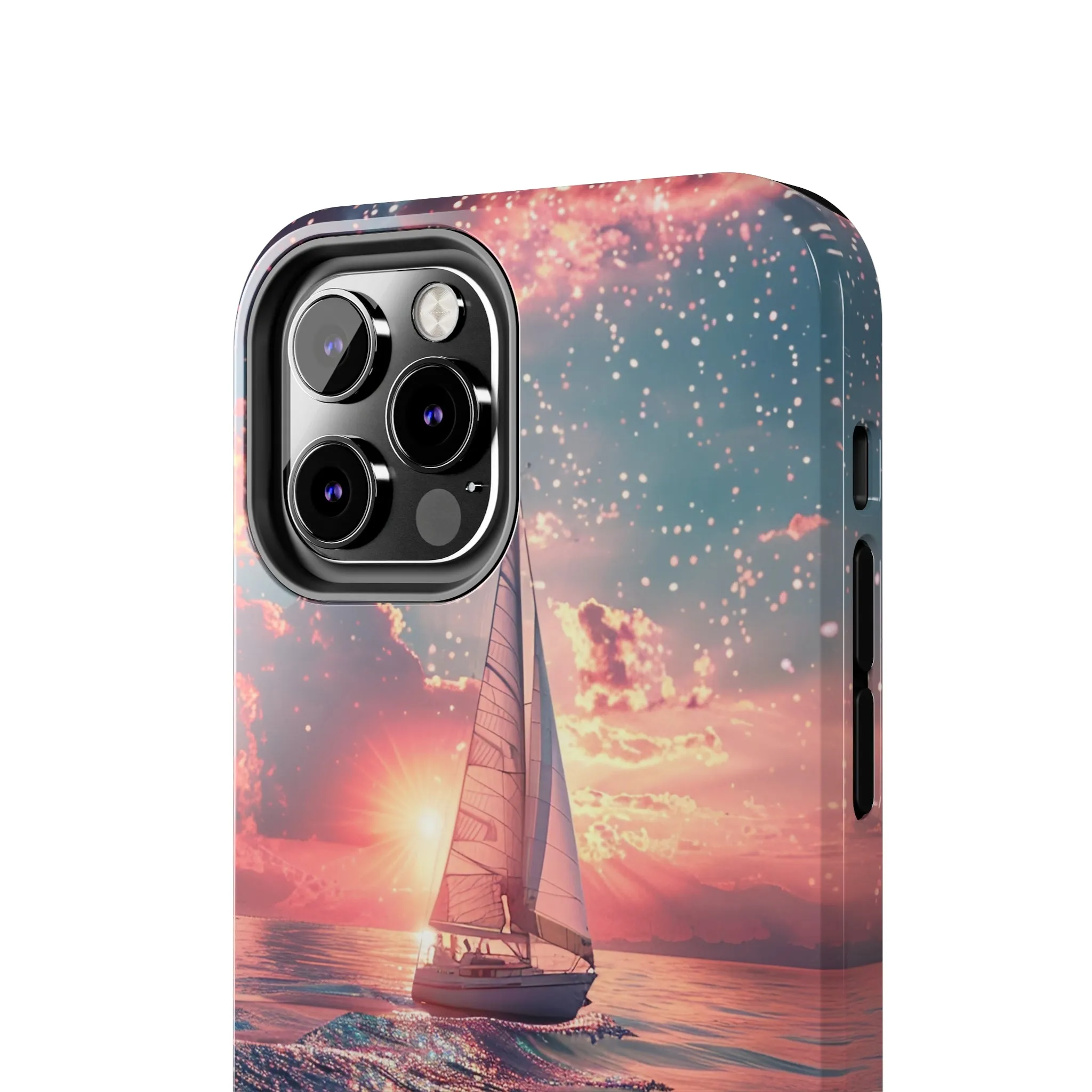 Sunset Ocean Scene Design iPhone Case, Beautiful Ocean Scene, Artsy Sailboat Design, Protective Phone Cover compatible with a large variety of iPhone models, Phone Case, Gift