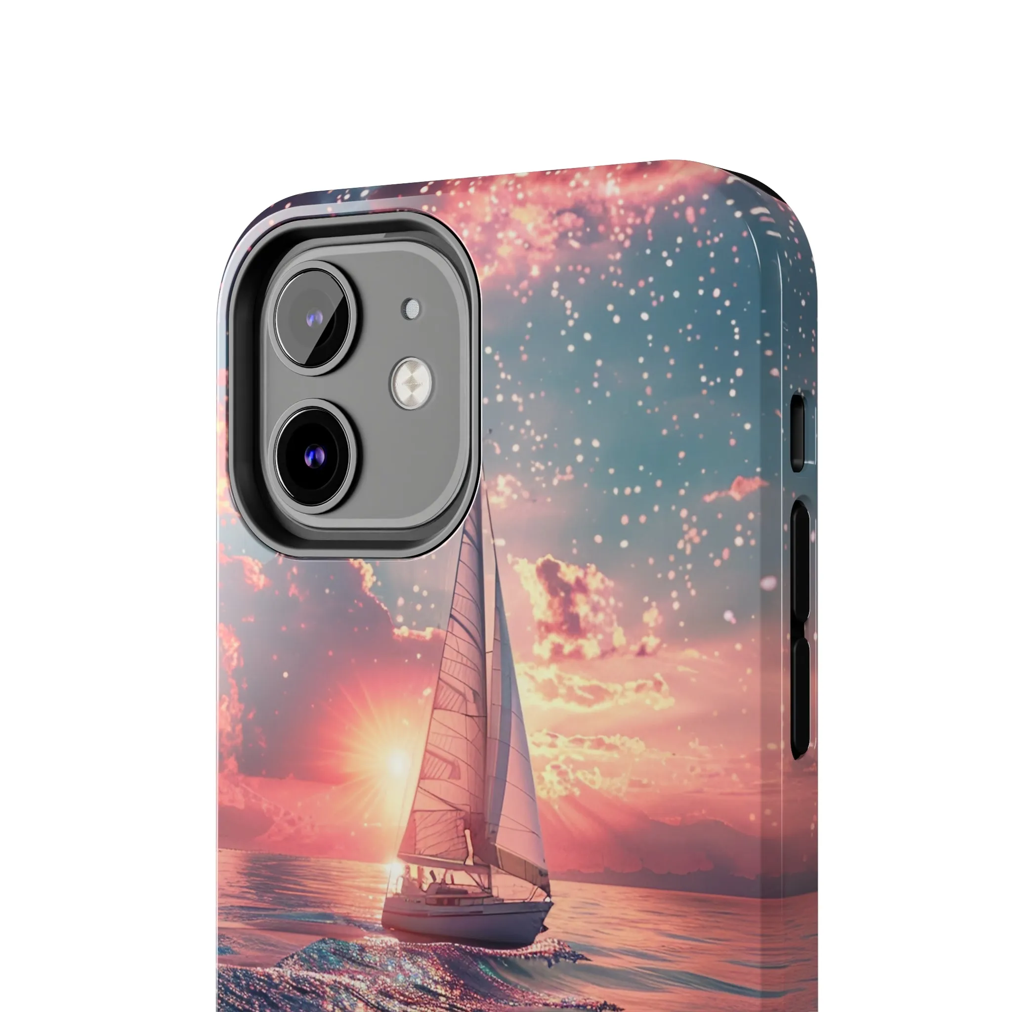 Sunset Ocean Scene Design iPhone Case, Beautiful Ocean Scene, Artsy Sailboat Design, Protective Phone Cover compatible with a large variety of iPhone models, Phone Case, Gift