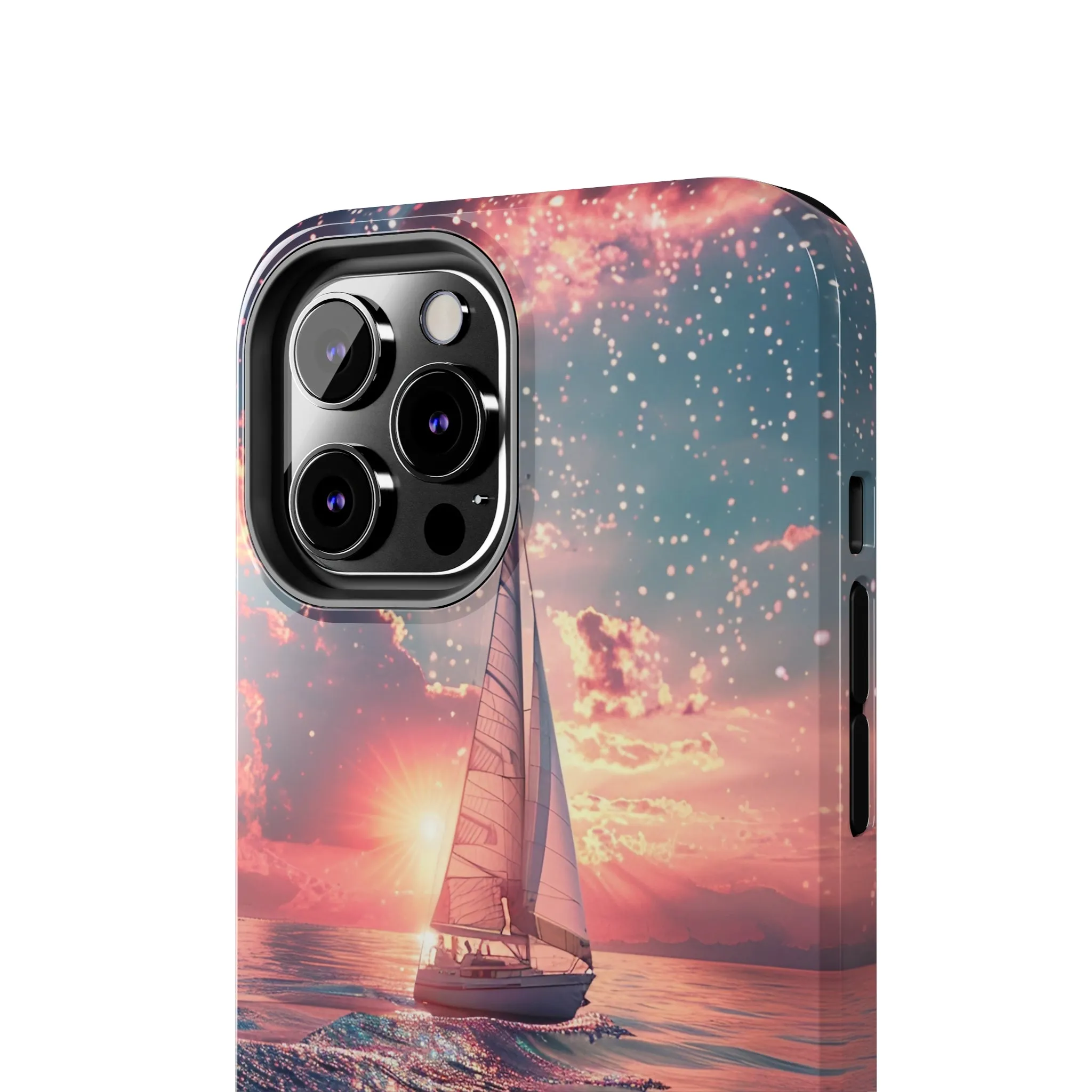 Sunset Ocean Scene Design iPhone Case, Beautiful Ocean Scene, Artsy Sailboat Design, Protective Phone Cover compatible with a large variety of iPhone models, Phone Case, Gift