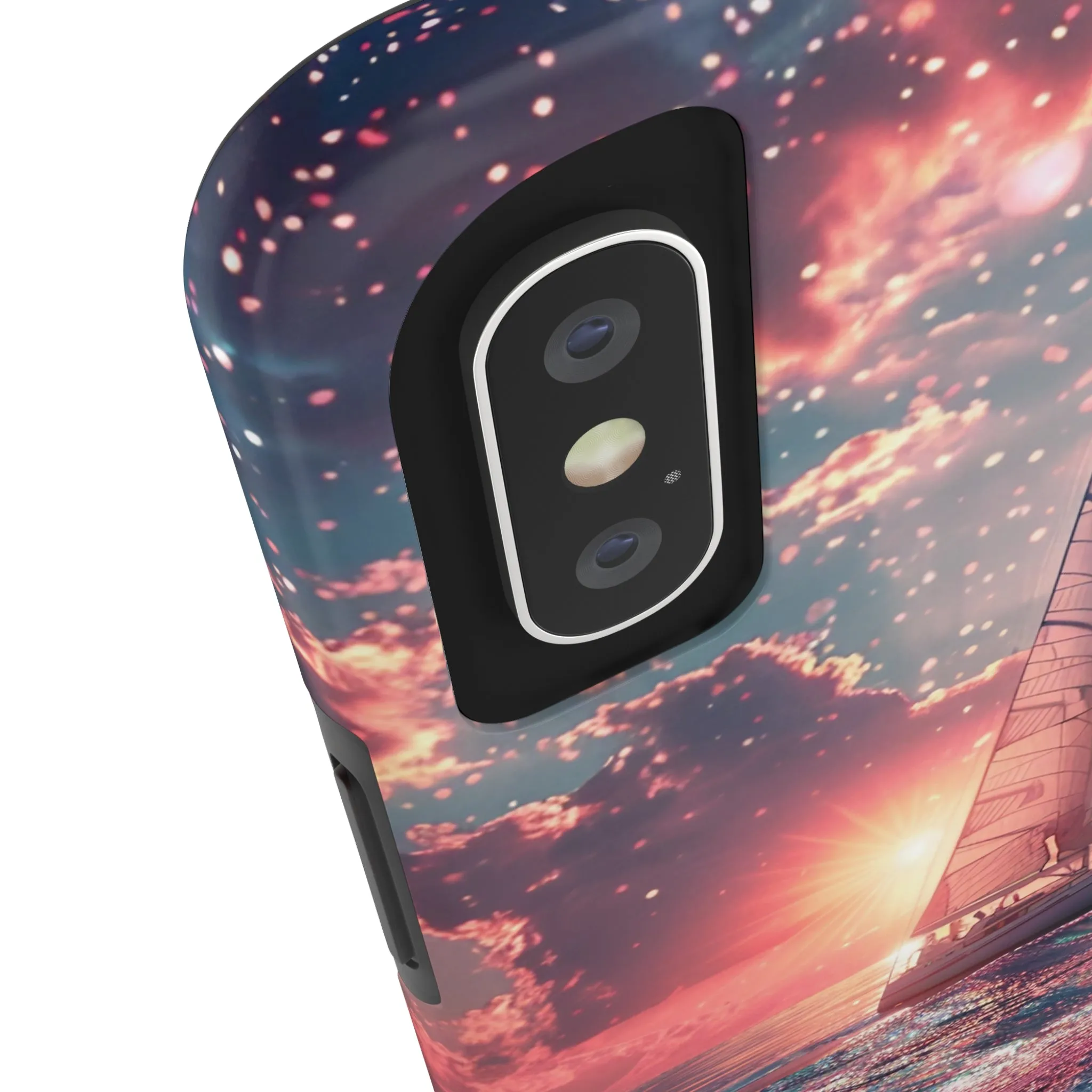 Sunset Ocean Scene Design iPhone Case, Beautiful Ocean Scene, Artsy Sailboat Design, Protective Phone Cover compatible with a large variety of iPhone models, Phone Case, Gift