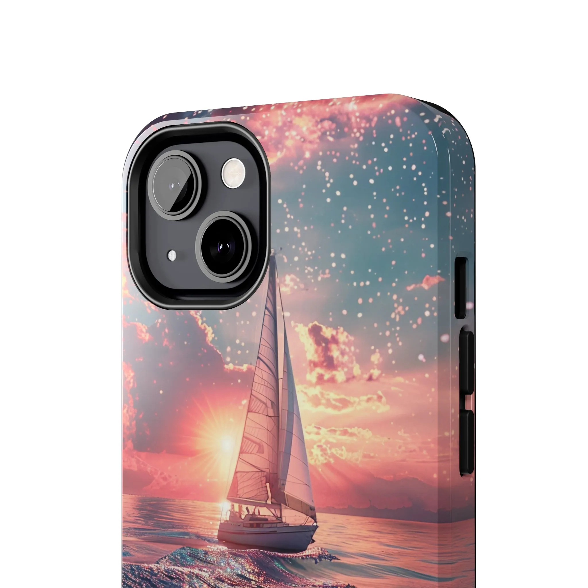 Sunset Ocean Scene Design iPhone Case, Beautiful Ocean Scene, Artsy Sailboat Design, Protective Phone Cover compatible with a large variety of iPhone models, Phone Case, Gift