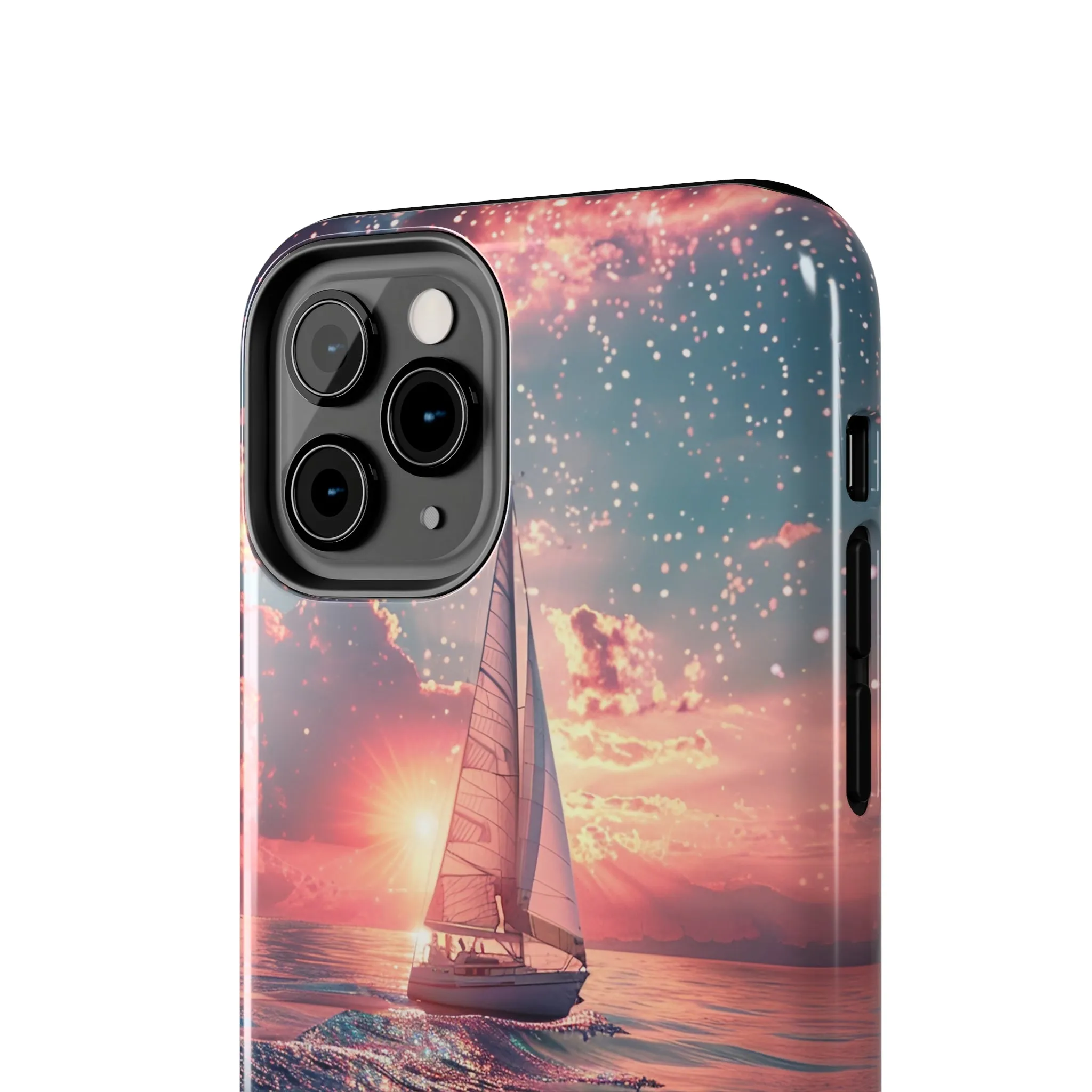 Sunset Ocean Scene Design iPhone Case, Beautiful Ocean Scene, Artsy Sailboat Design, Protective Phone Cover compatible with a large variety of iPhone models, Phone Case, Gift