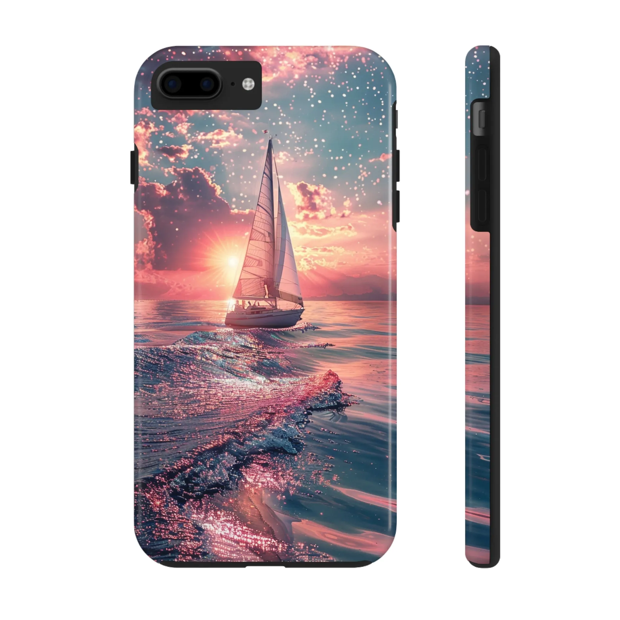 Sunset Ocean Scene Design iPhone Case, Beautiful Ocean Scene, Artsy Sailboat Design, Protective Phone Cover compatible with a large variety of iPhone models, Phone Case, Gift