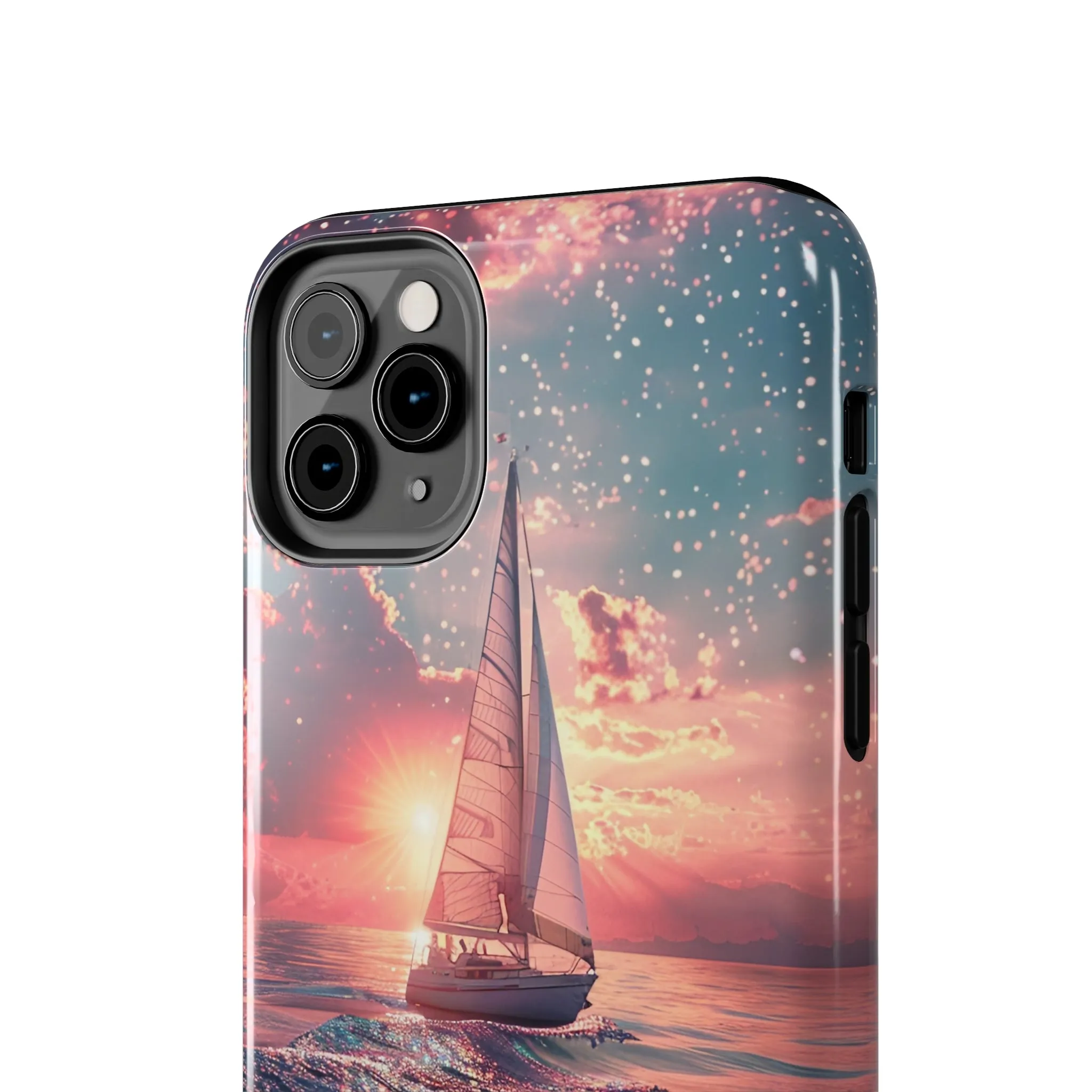 Sunset Ocean Scene Design iPhone Case, Beautiful Ocean Scene, Artsy Sailboat Design, Protective Phone Cover compatible with a large variety of iPhone models, Phone Case, Gift