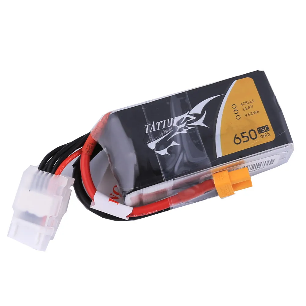 Tattu 4S 650mah 14.8V 75C LiPo Battery: XT30