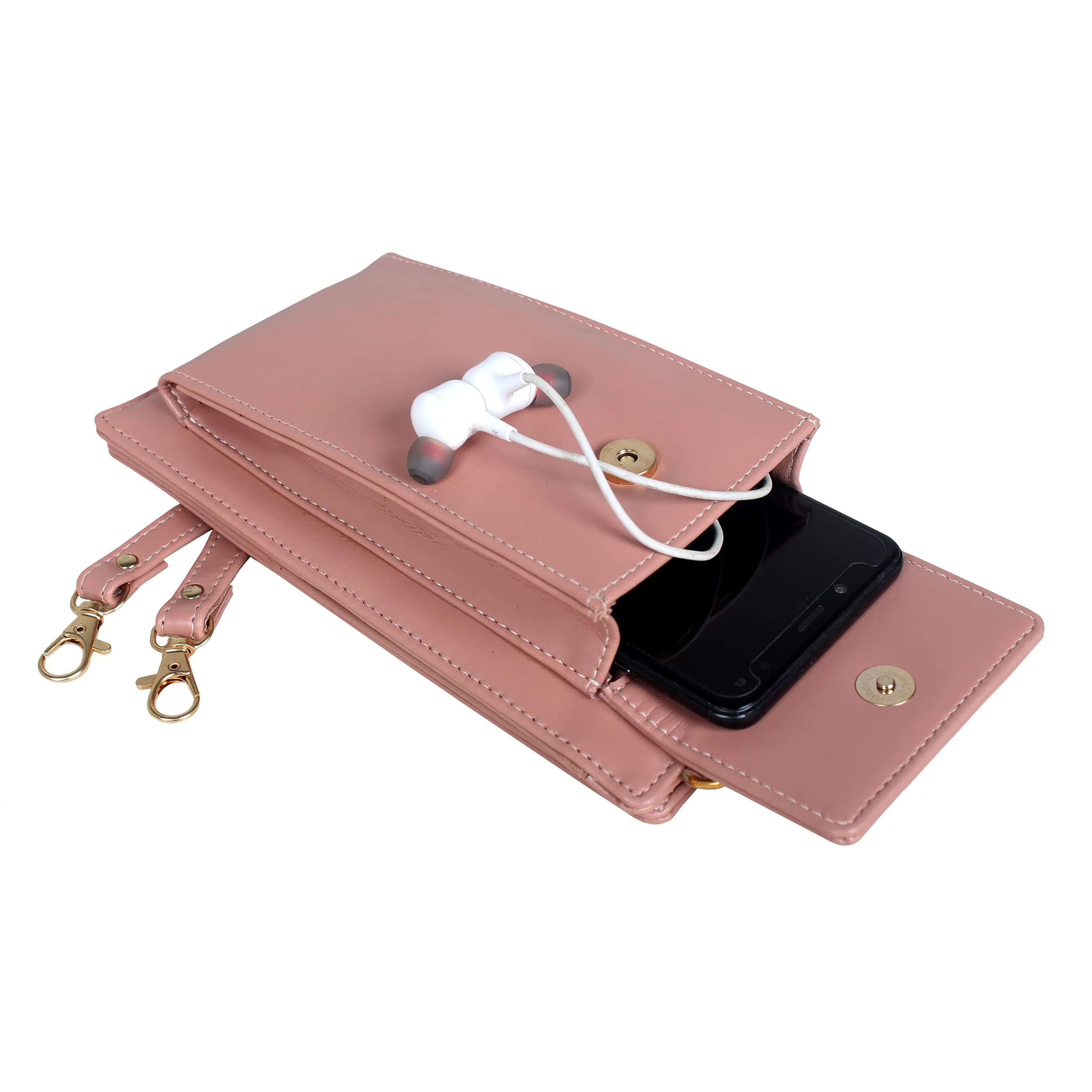 THE CLOWNFISH Adora Women Wallet/Sling Bag With Front Phone Pocket (Peach)