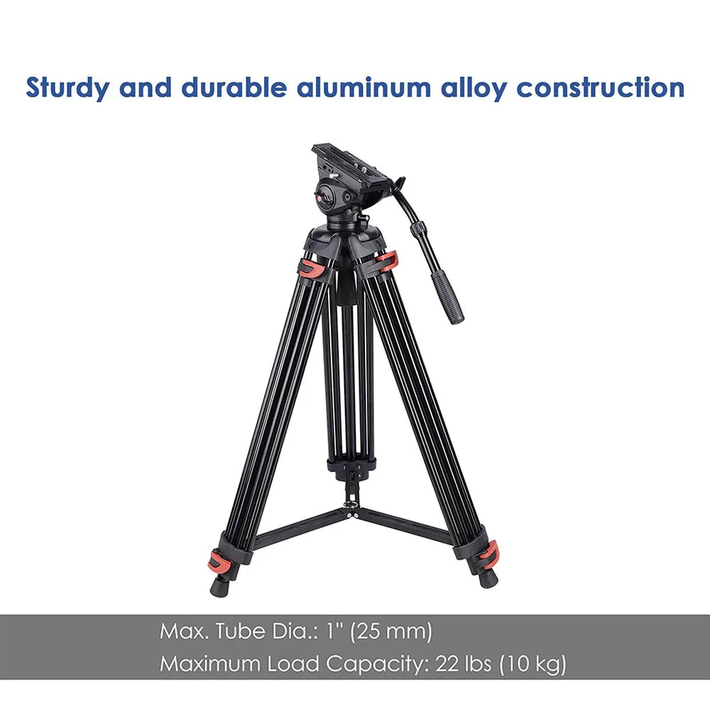 TheLAShop Pro Camera Tripod Kit Video Tripod 71" 3-Stage w/ Fluid Head