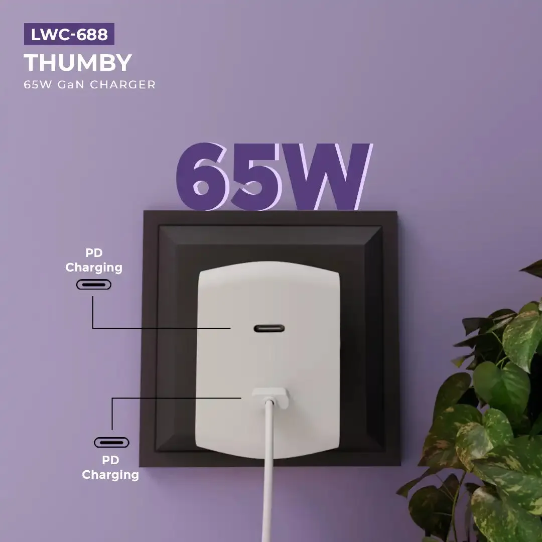 Thumby 65W GaN Charger With Dual Type-C & PD Port