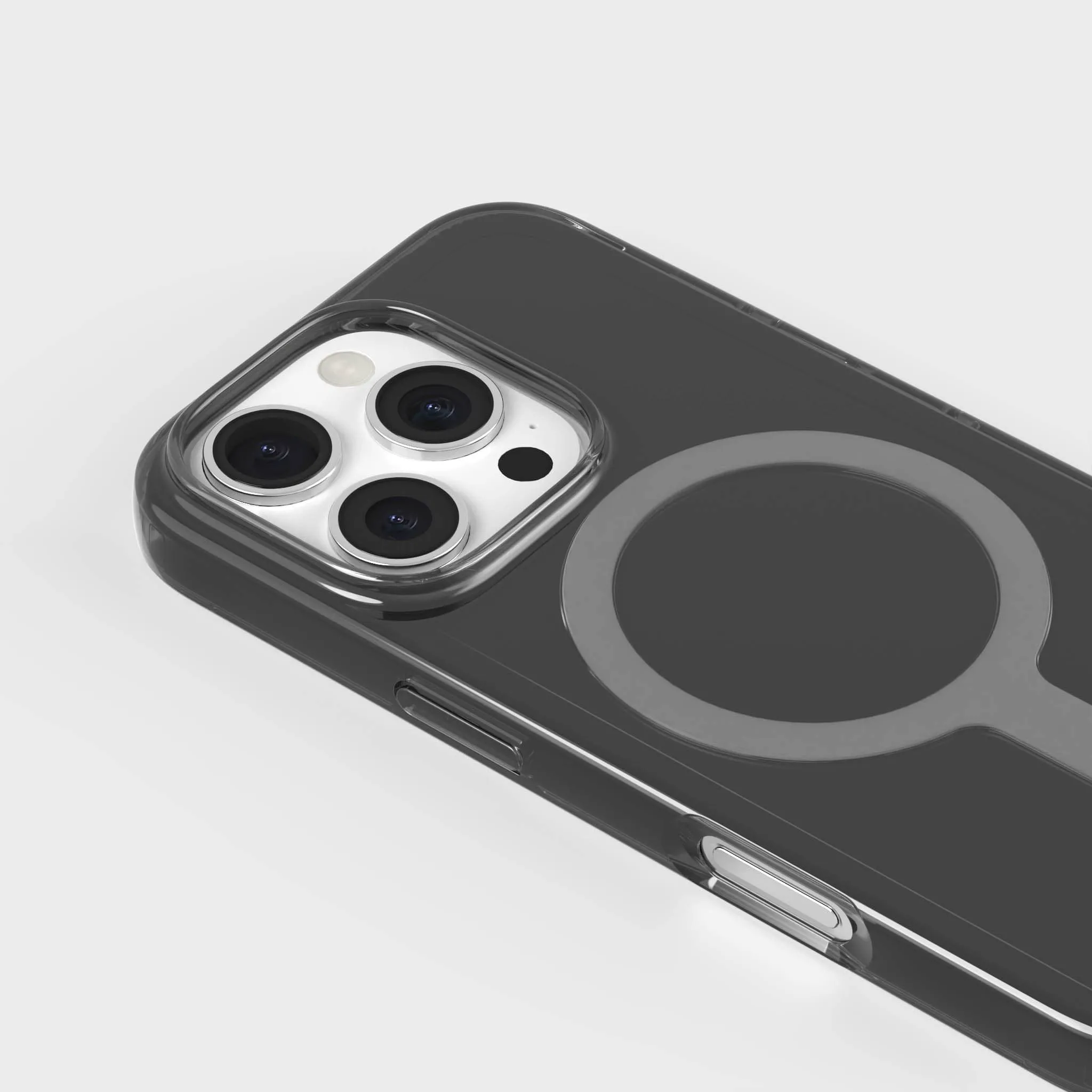 Tinted-Obsidian Black Clear Phone Case with White MagSafe & FREE Cable | CLRPRTCT™