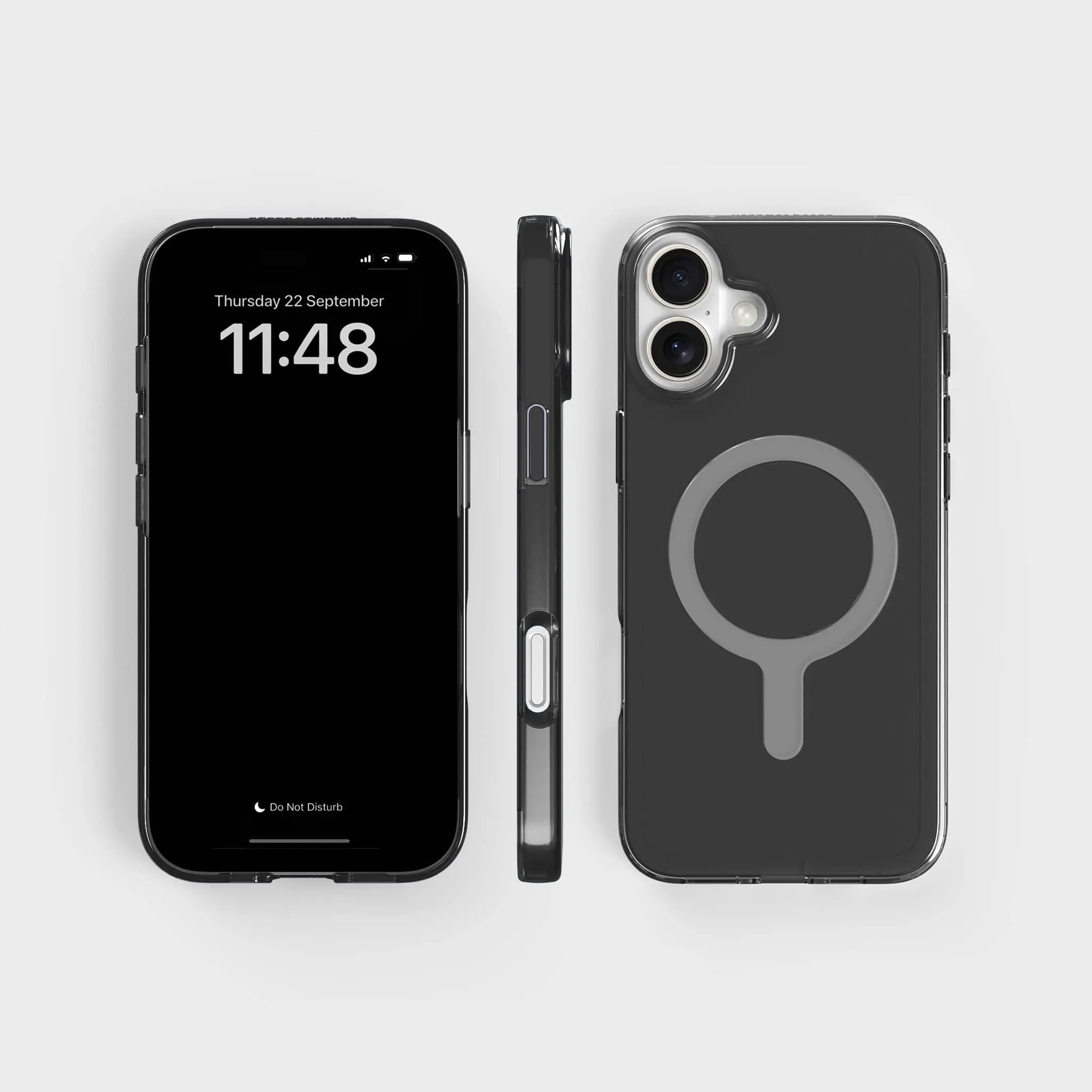 Tinted-Obsidian Black Clear Phone Case with White MagSafe & FREE Cable | CLRPRTCT™