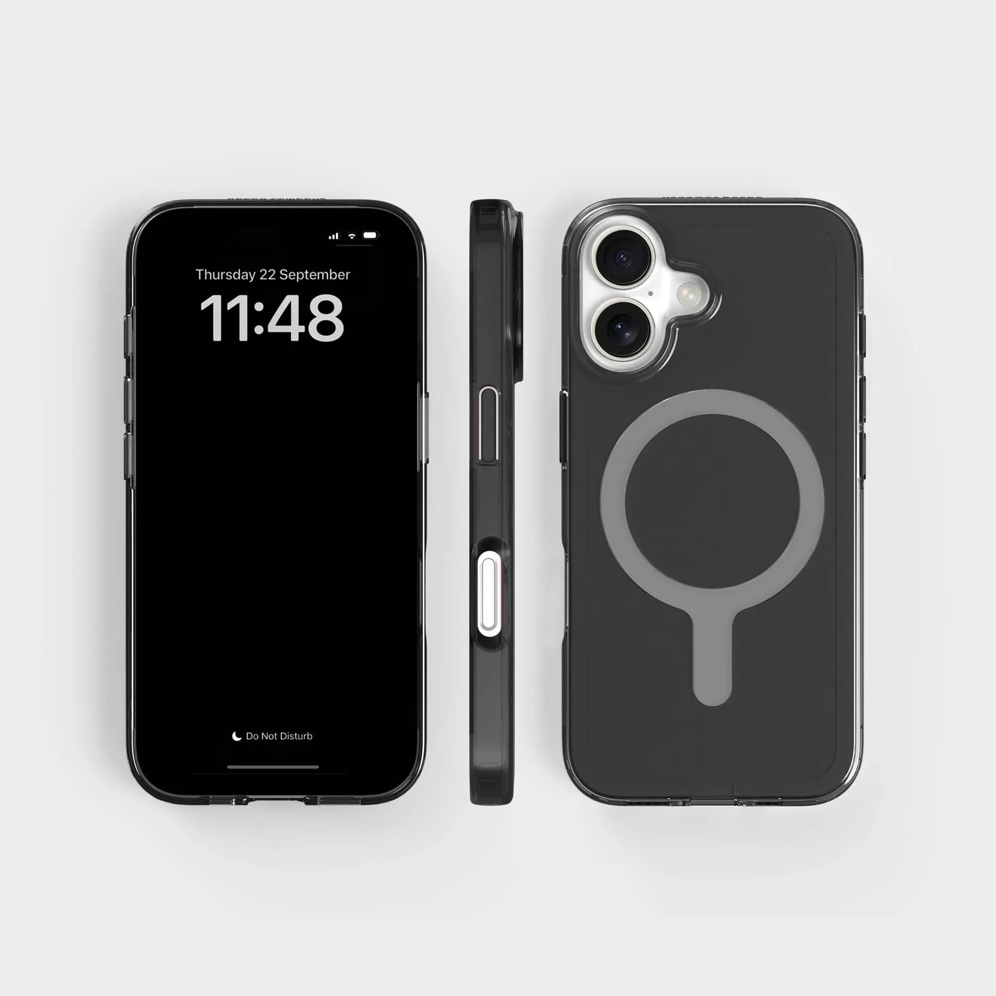 Tinted-Obsidian Black Clear Phone Case with White MagSafe & FREE Cable | CLRPRTCT™