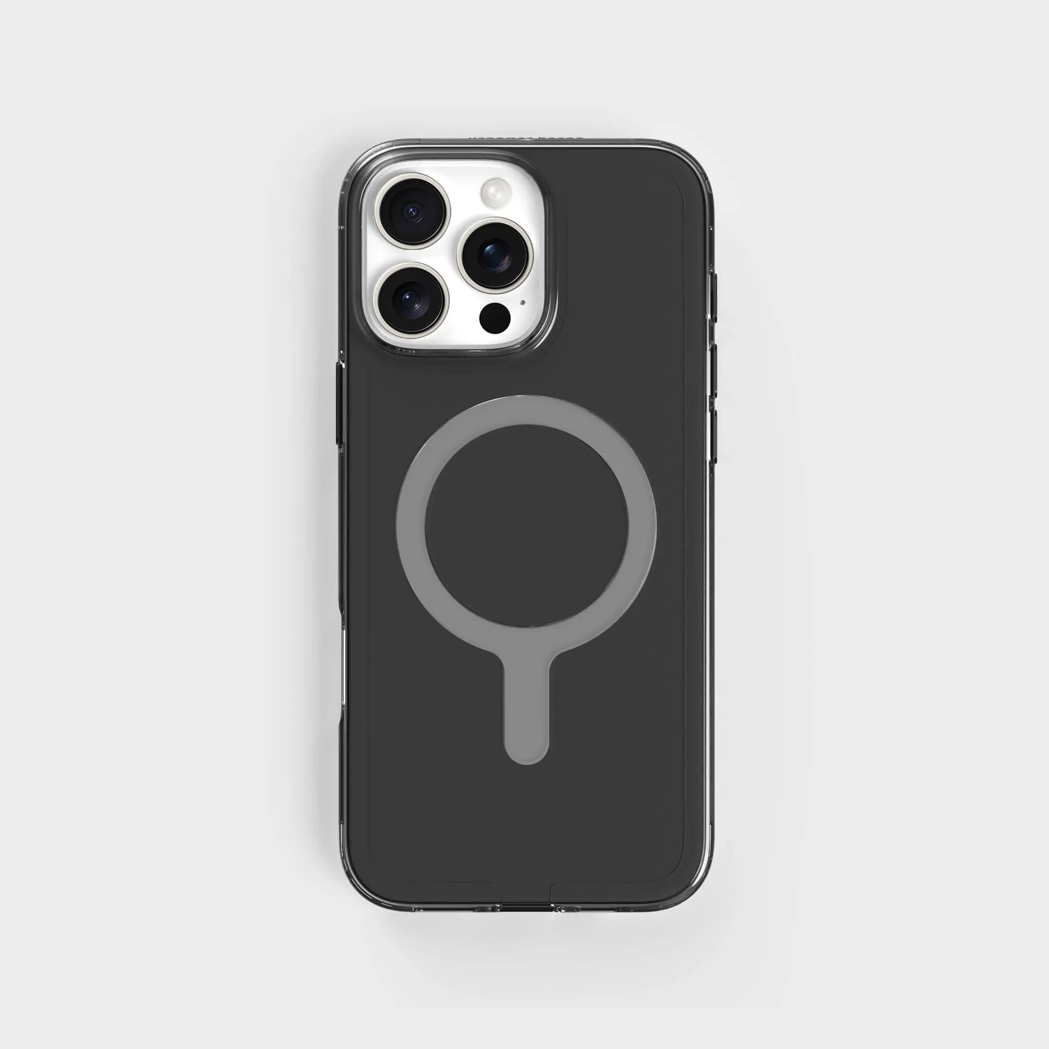 Tinted-Obsidian Black Clear Phone Case with White MagSafe & FREE Cable | CLRPRTCT™