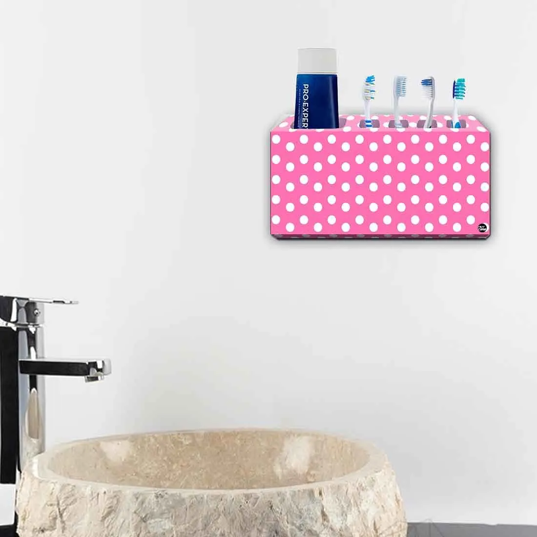 Toothbrush Holder Wall Mounted -Pink Dots