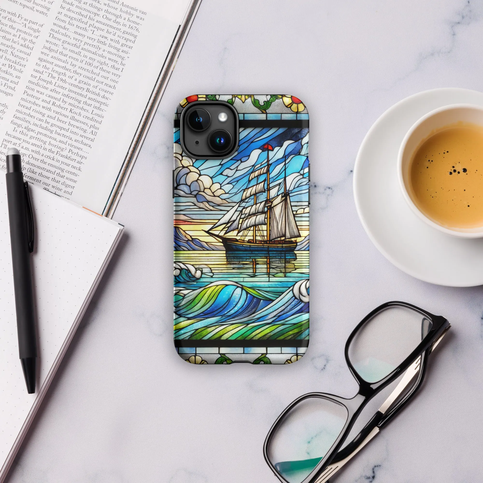 Tough Case for iPhone® Stained Glass Sailboat