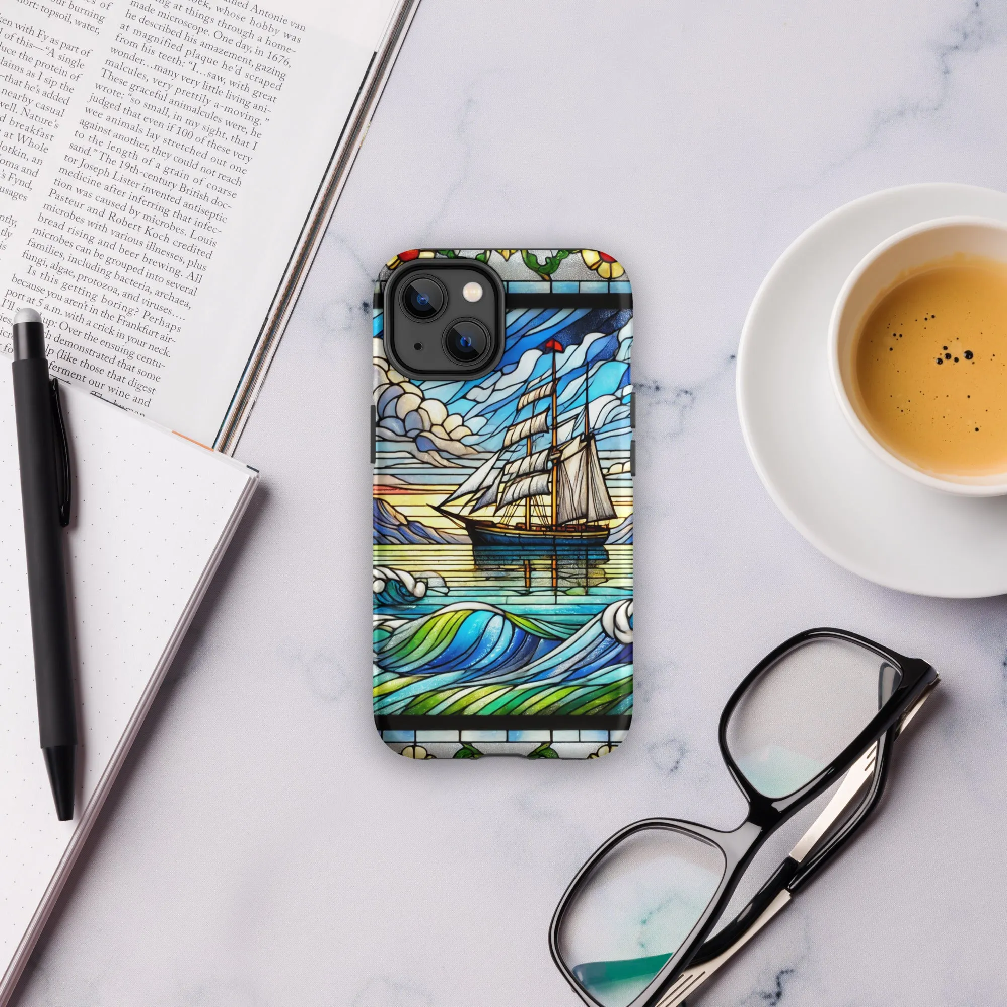 Tough Case for iPhone® Stained Glass Sailboat