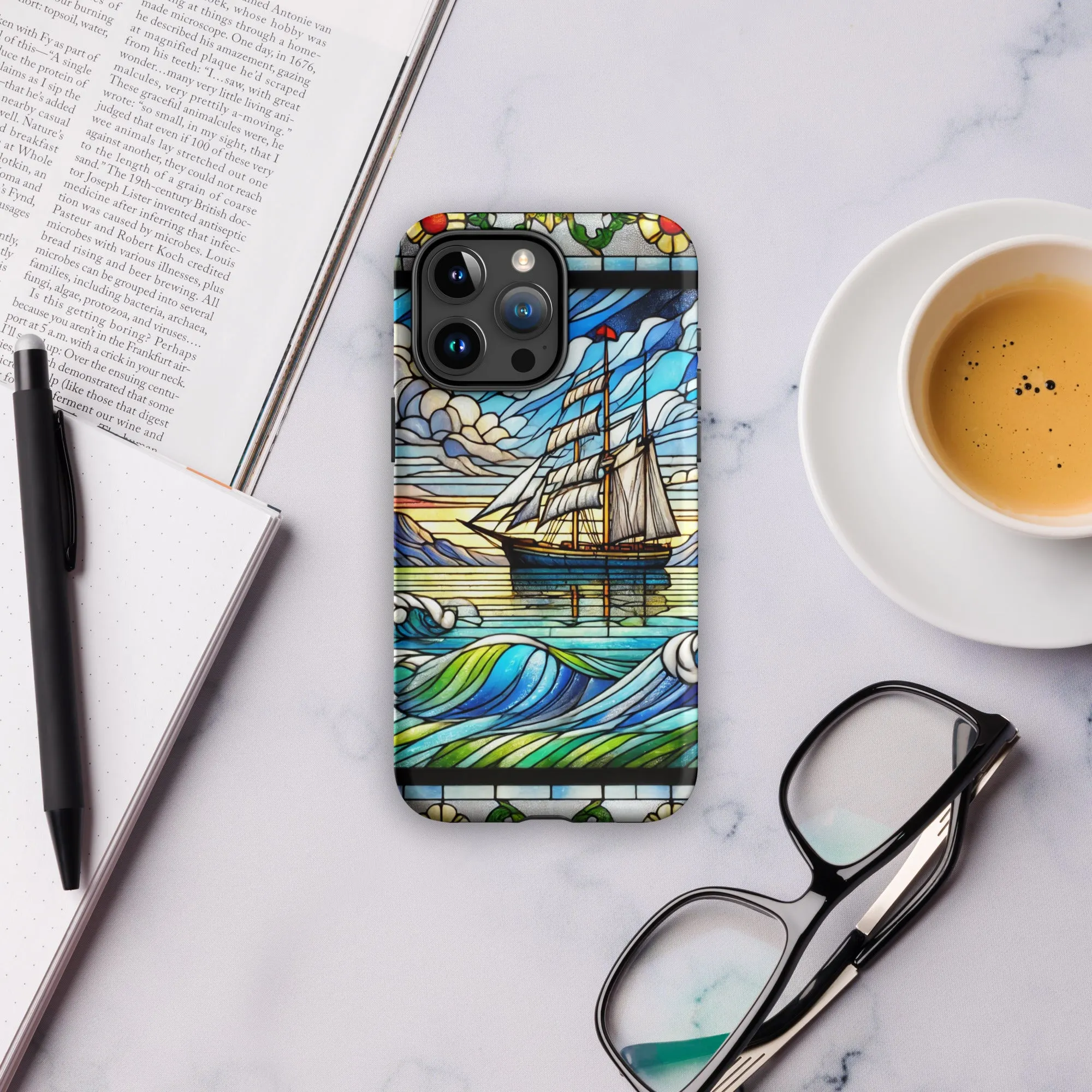 Tough Case for iPhone® Stained Glass Sailboat