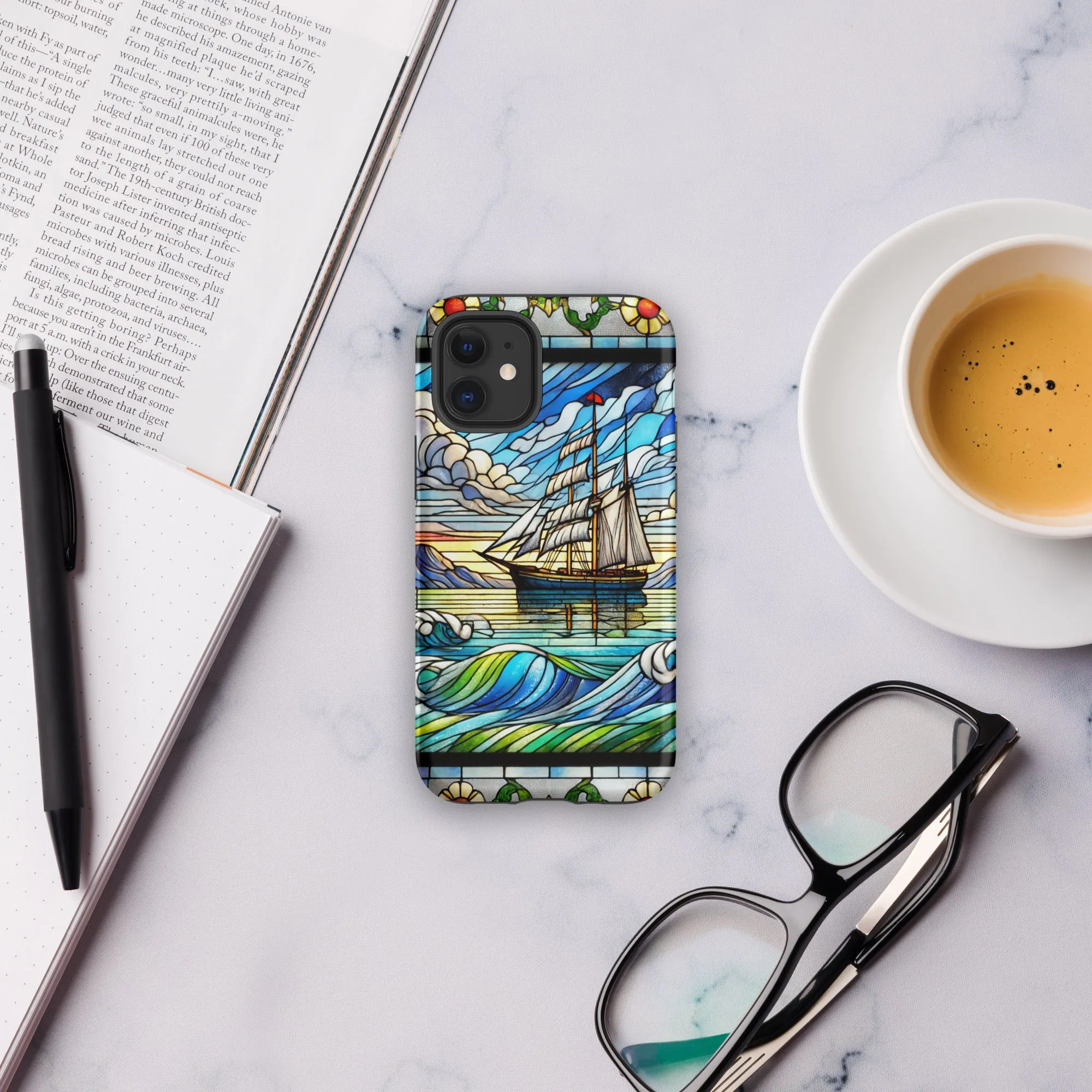 Tough Case for iPhone® Stained Glass Sailboat